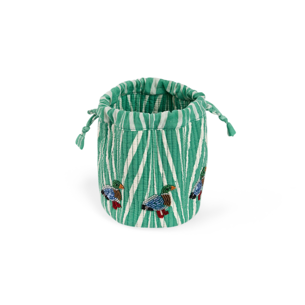 Celadon Green Banyan – Hand Embroidered Quilted Pouch (Jewelry & Beauty Organizer)