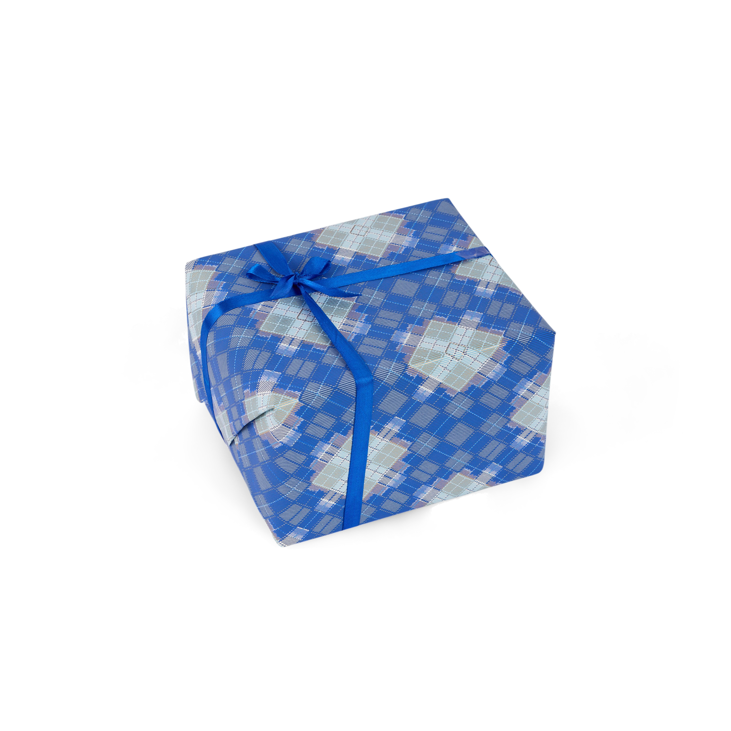 Harbor Blue Plaid – Hand Printed Wrapping Paper Sheet ( 21" x 29" | 100% Recycled Cotton Paper)