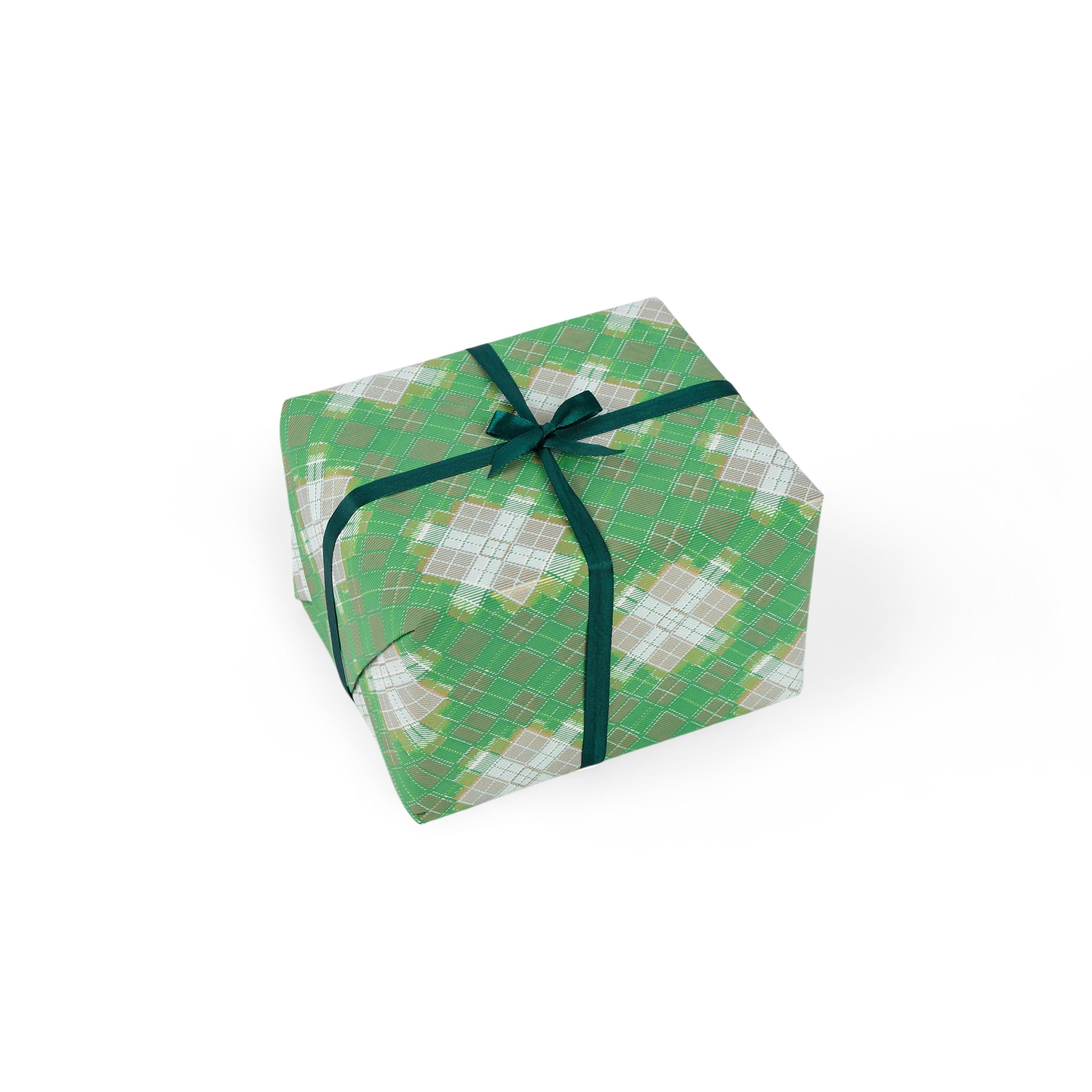 Celadon Green Plaid – Hand Printed Wrapping Paper Sheet ( 21" x 29" | 100% Recycled Cotton Paper)