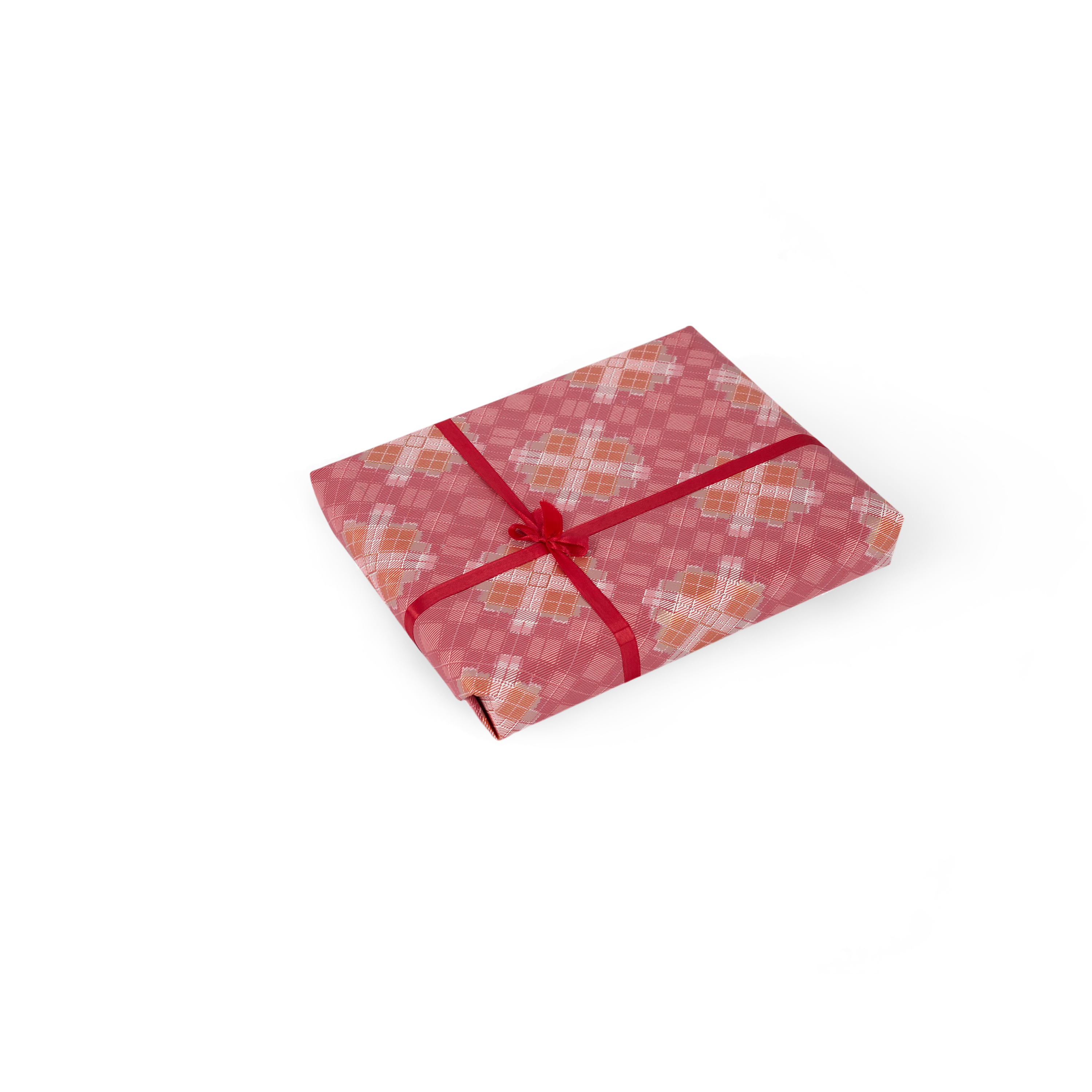 Garnet Red Plaid – Hand Printed Wrapping Paper Sheet ( 21" x 29" | 100% Recycled Cotton Paper)