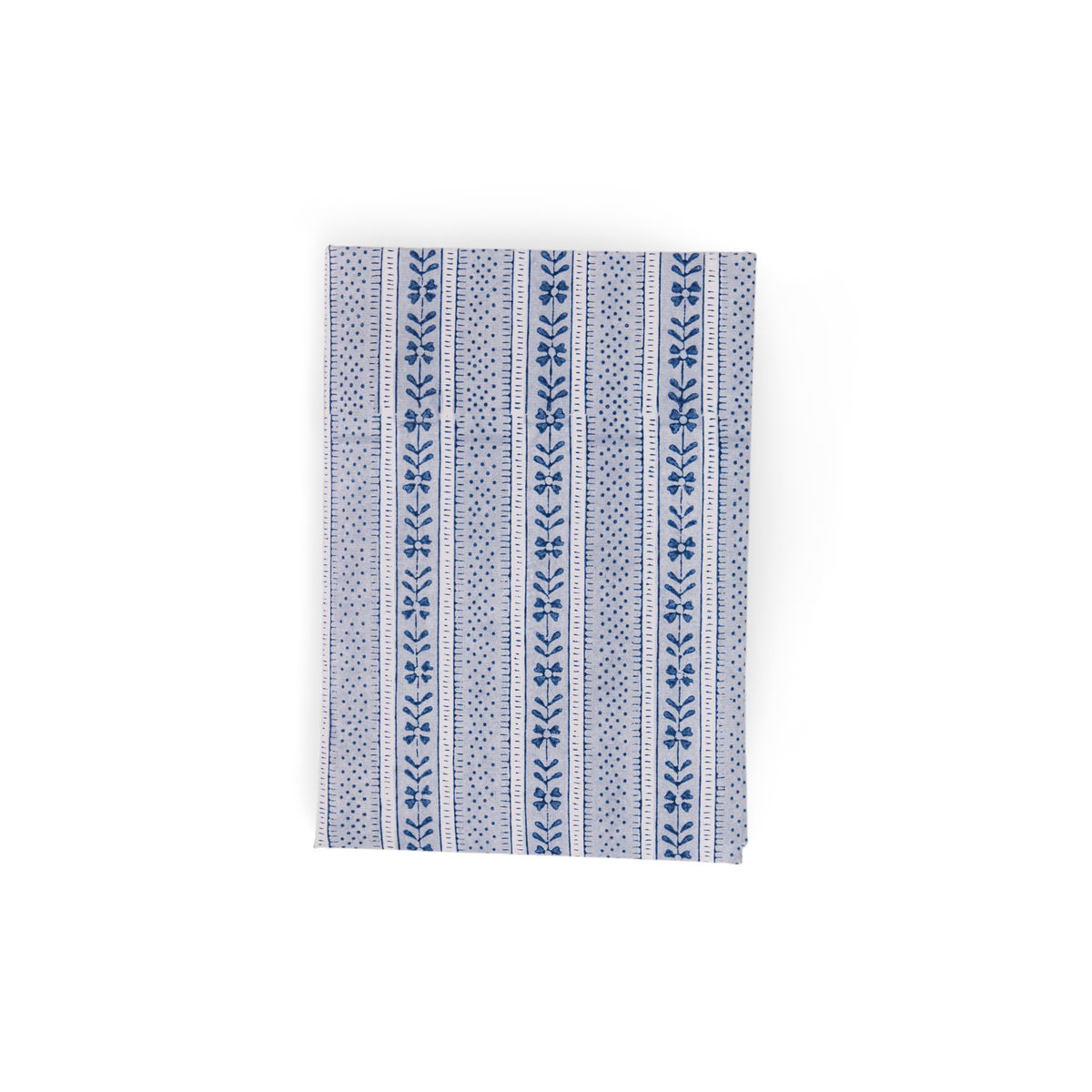Harbor Blue Floral Stripe – Hand Block Printed Greeting Card Folder Set  (6” x 4” | 100% Recycled Cotton Paper)