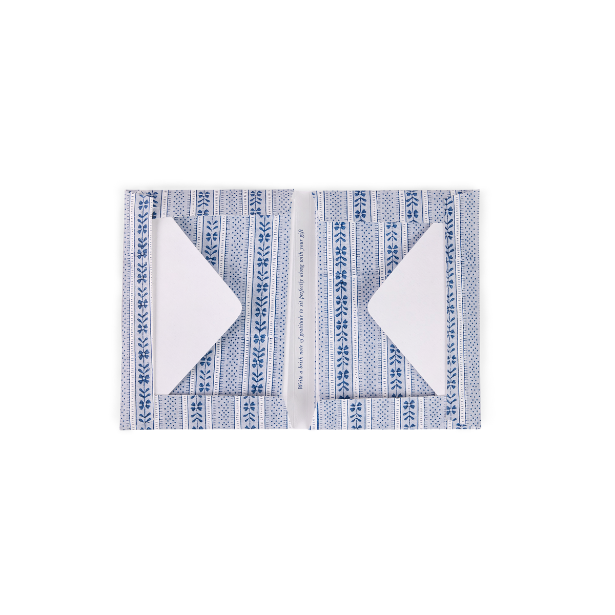 Harbor Blue Floral Stripe – Hand Block Printed Greeting Card Folder Set  (6” x 4” | 100% Recycled Cotton Paper)