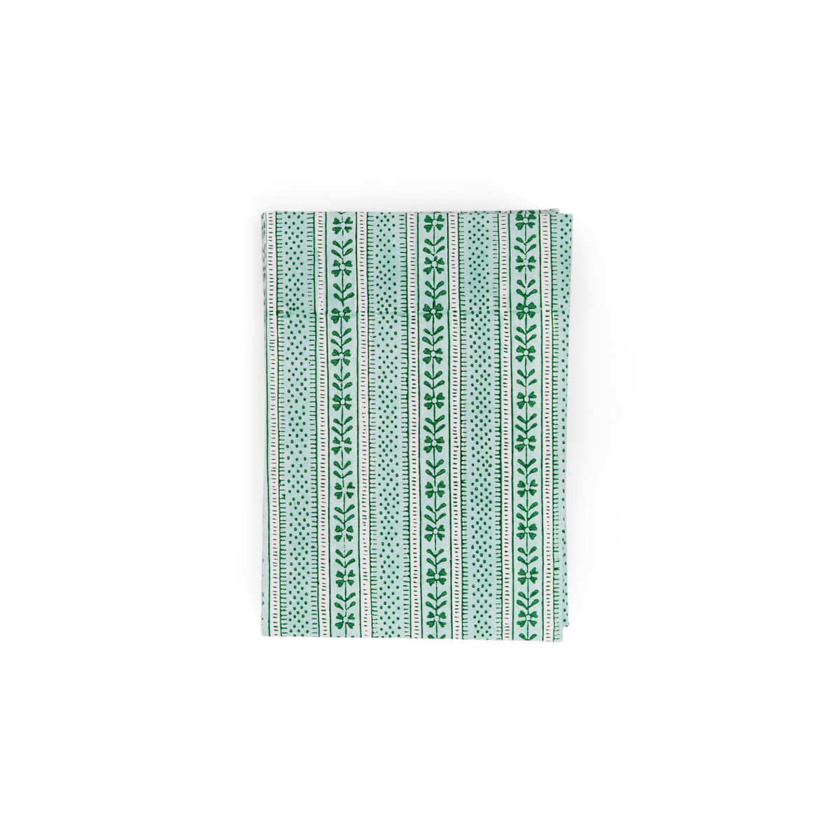 Celadon Green Floral Stripe – Hand Block Printed Greeting Card Folder Set  (6” x 4” | 100% Recycled Cotton Paper)