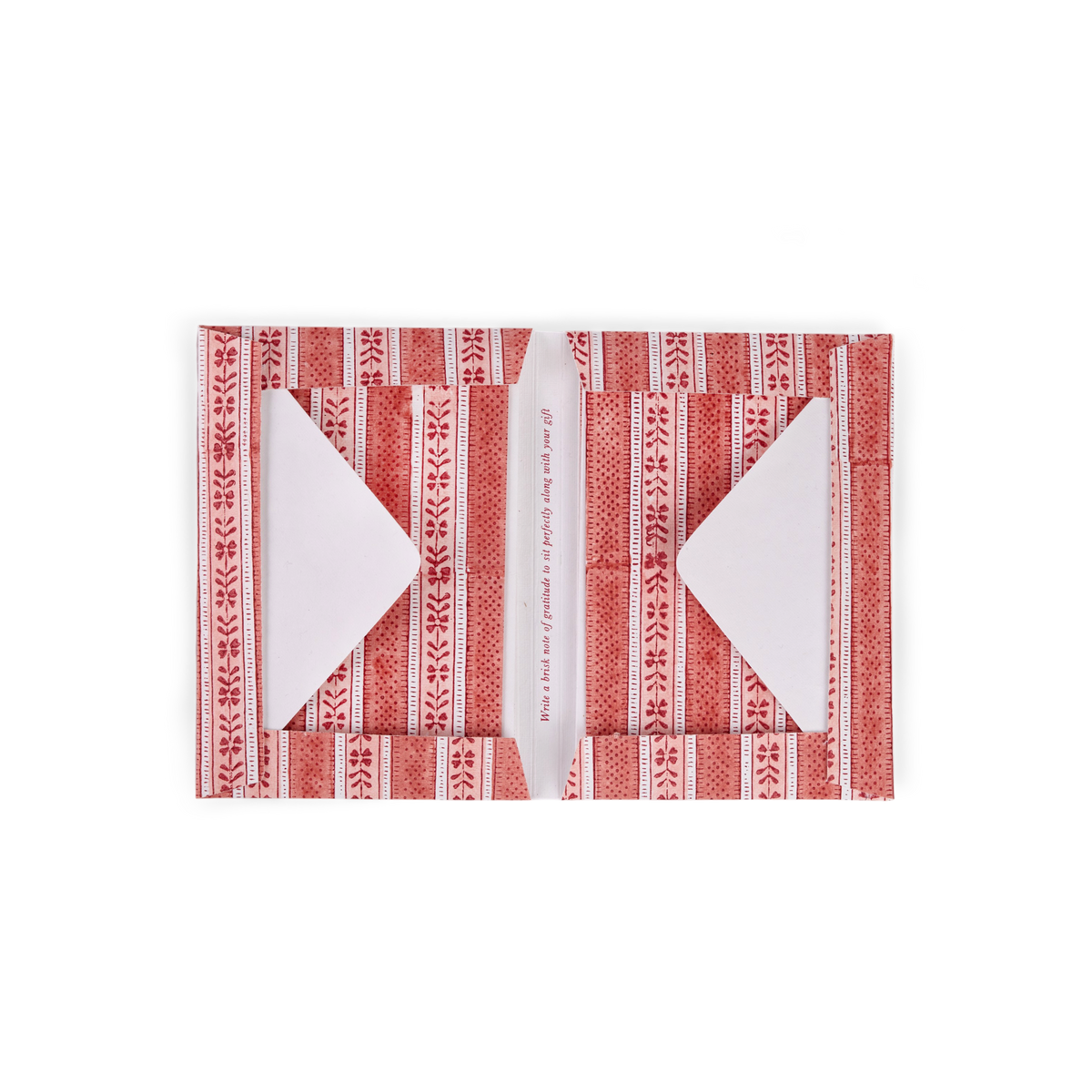 Garnet Red Floral Stripe – Hand Block Printed Greeting Card Folder Set  (6” x 4” | 100% Recycled Cotton Paper)