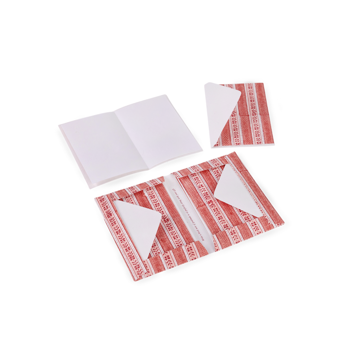 Garnet Red Floral Stripe – Hand Block Printed Greeting Card Folder Set  (6” x 4” | 100% Recycled Cotton Paper)