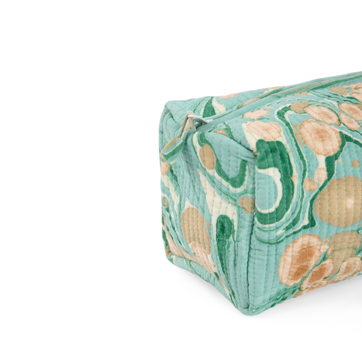 Celadon Green Pebble – Hand Marbled Quilted Beauty Bag (Medium – 8.5" x 4" x 3.5")