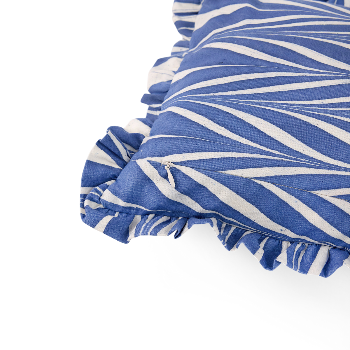 Harbor Blue Banyan – Hand Marbled Cotton Pillow Cover (12" x 16")
