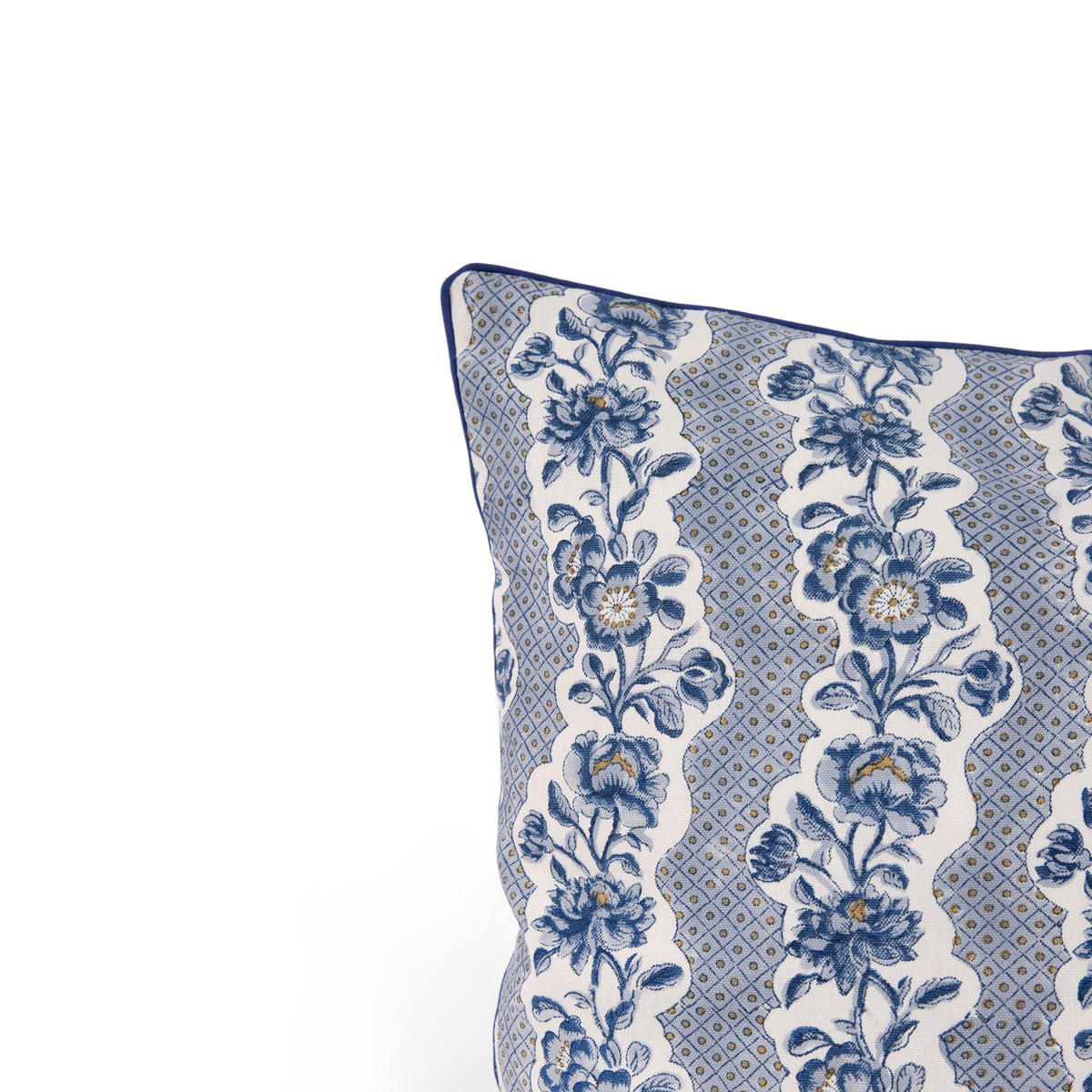 Harbor Blue Blooming Trellis – Hand Block Printed Cotton Pillow Cover (20" x 20")