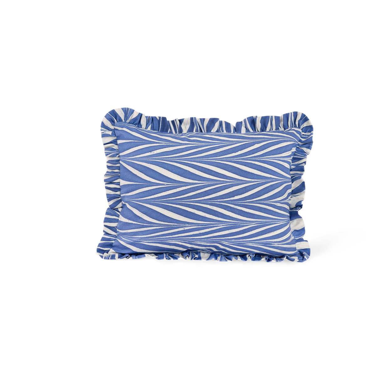 Harbor Blue Banyan – Hand Marbled Cotton Pillow Cover (12" x 16")