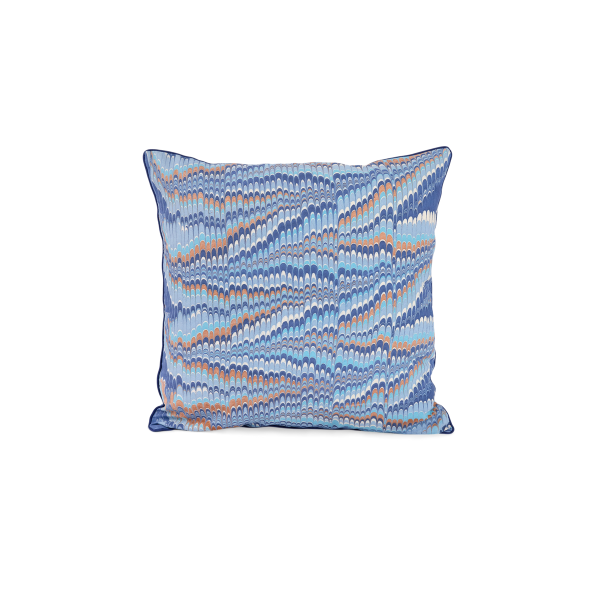 Harbor Blue Mountain – Hand Marbled Cotton Cushion Cover (18" x 18")