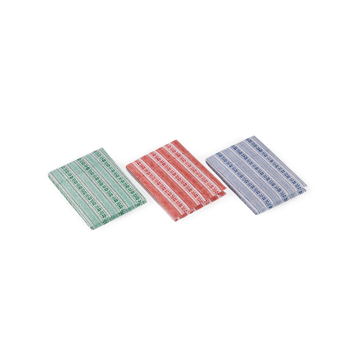 Harbor Blue Floral Stripe – Hand Block Printed Greeting Card Folder Set  (6” x 4” | 100% Recycled Cotton Paper)
