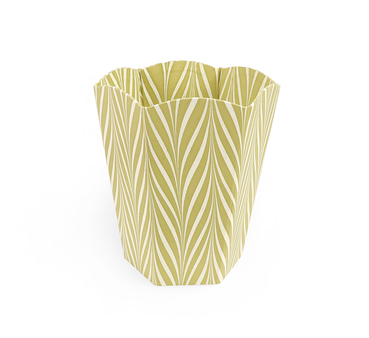 Sand Current – Hand Marbled Scalloped Basket (9.5" W x 9.5" D x 12" H.)