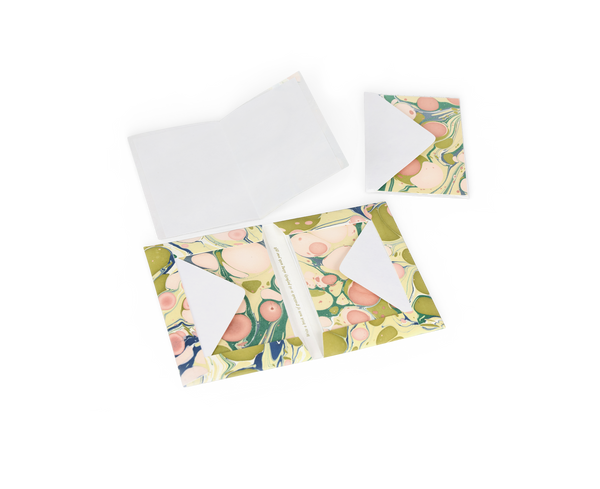 Meadow Stone  – Hand Marbled Greeting Card Folder Set  (6” x 4” | 100% Recycled Cotton Paper)