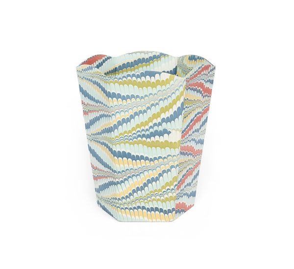 Ocean Wave – Hand Marbled Scalloped Basket (9.5