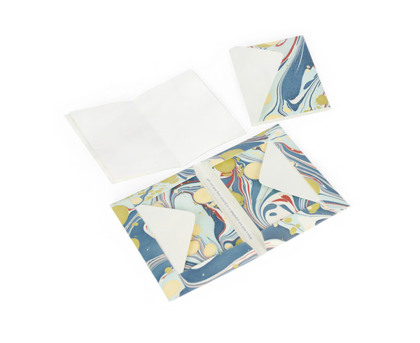 Ocean Stone – Hand Marbled Greeting Card Folder Set (6” x 4” | 100% Recycled Cotton Paper)