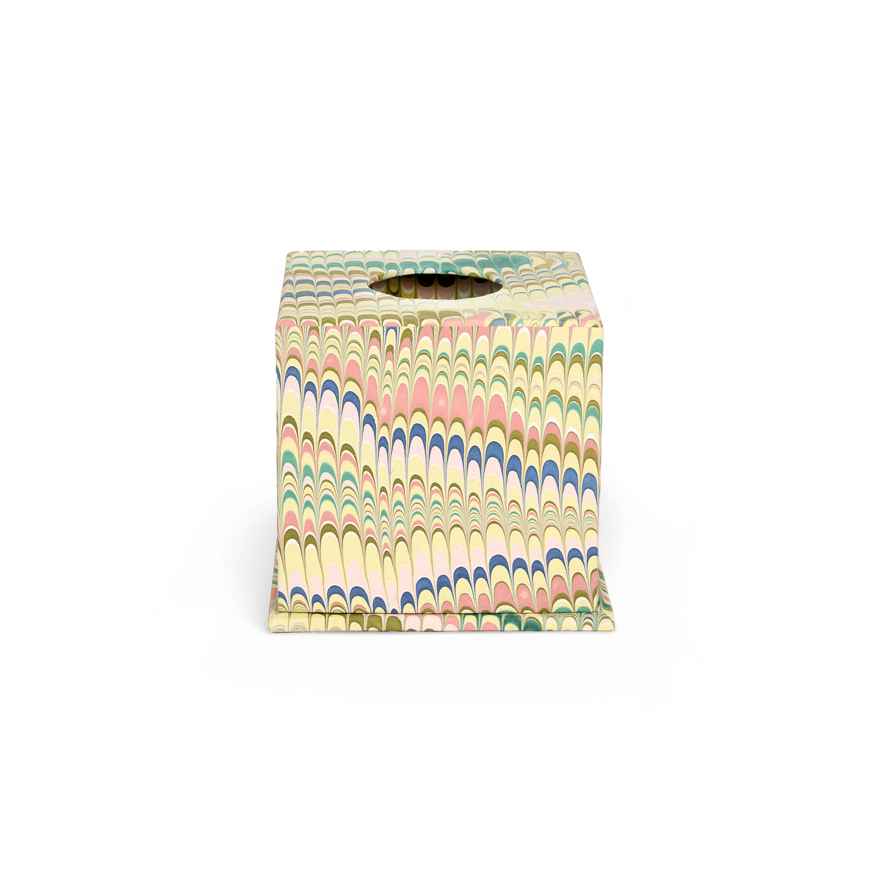 Meadow Wave– Hand Marbled Tissue Box Cover (5.25” H x 5” W x 5” D)