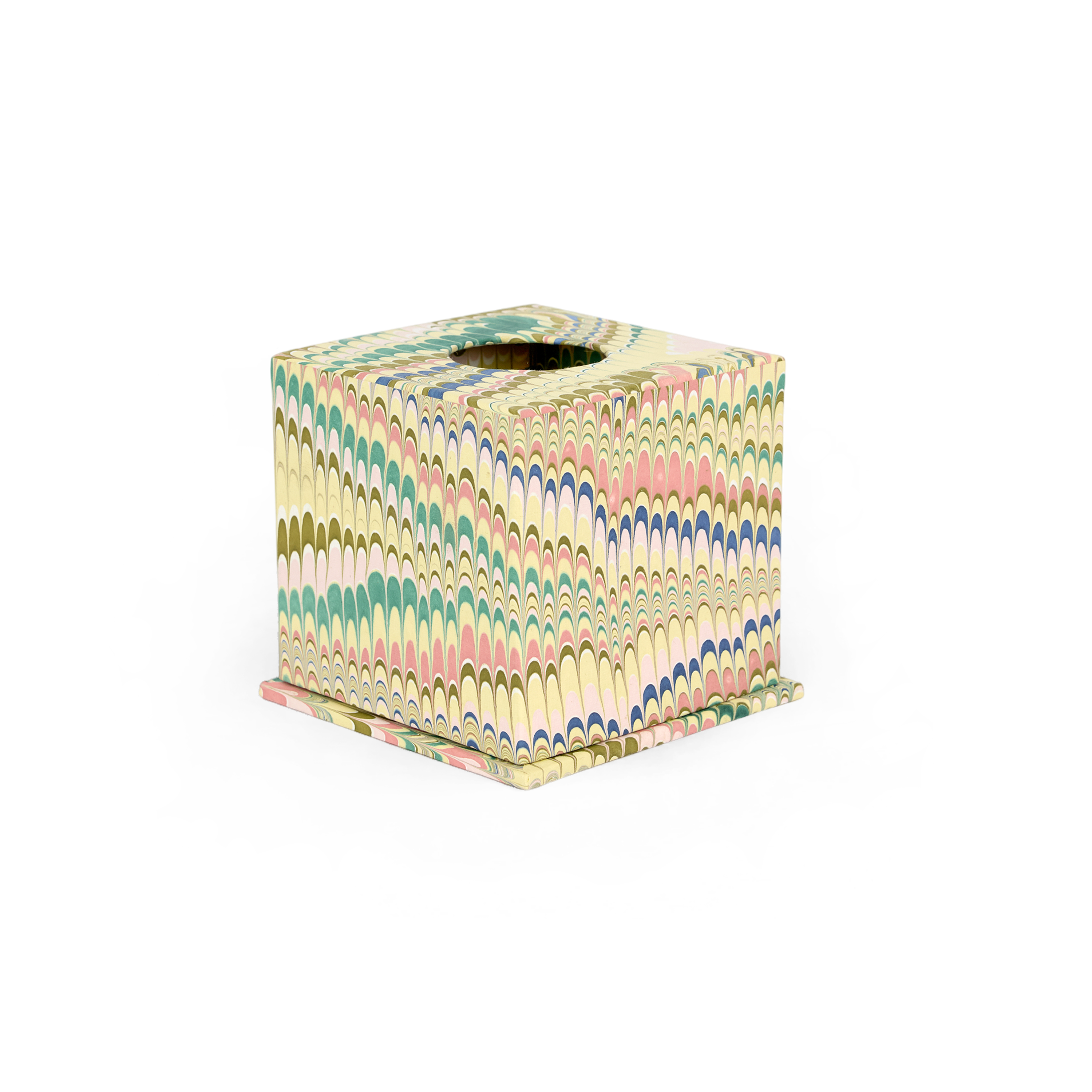 Meadow Wave– Hand Marbled Tissue Box Cover (5.25” H x 5” W x 5” D)