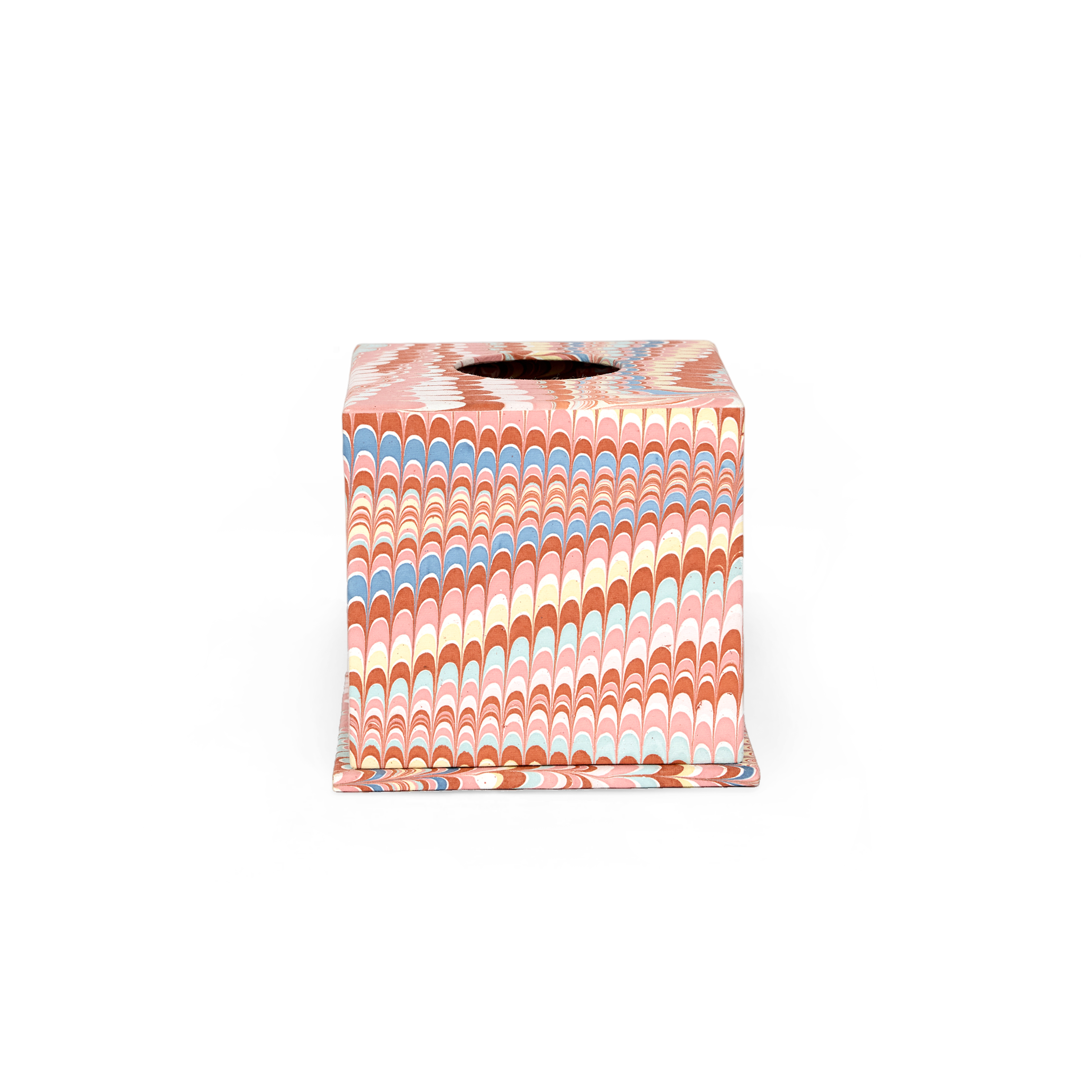 Sunset Wave  – Hand Marbled Tissue Box Cover (5.25” H x 5” W x 5” D)