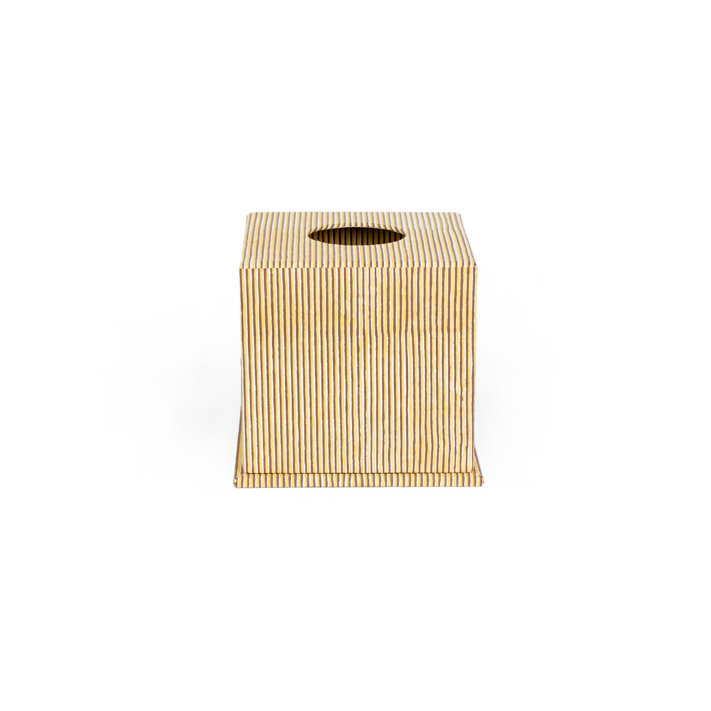 Sunline Stripe – Hand Block Printed Tissue Box Cover (5.25” H x 5” W x 5” D)