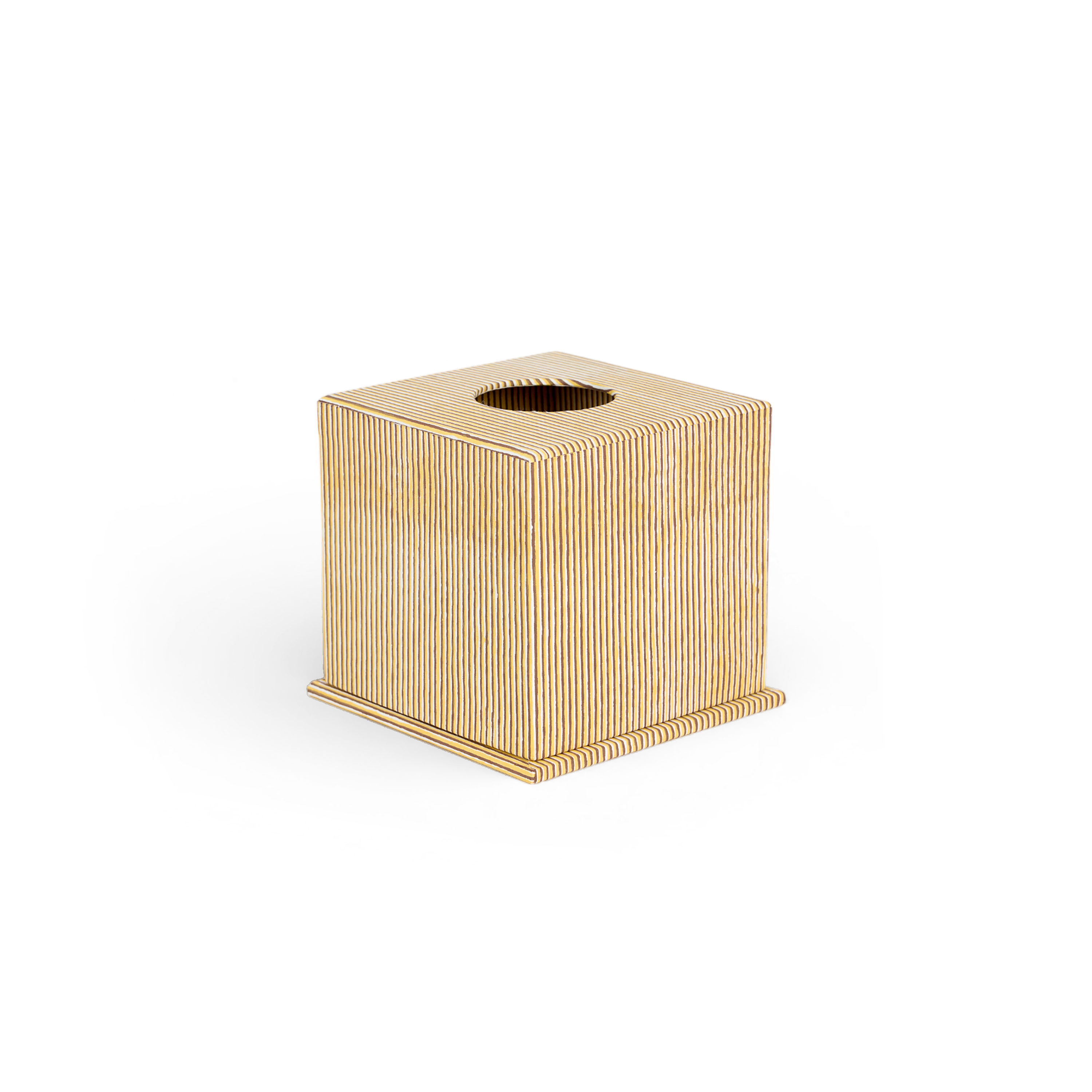 Sunline Stripe – Hand Block Printed Tissue Box Cover (5.25” H x 5” W x 5” D)