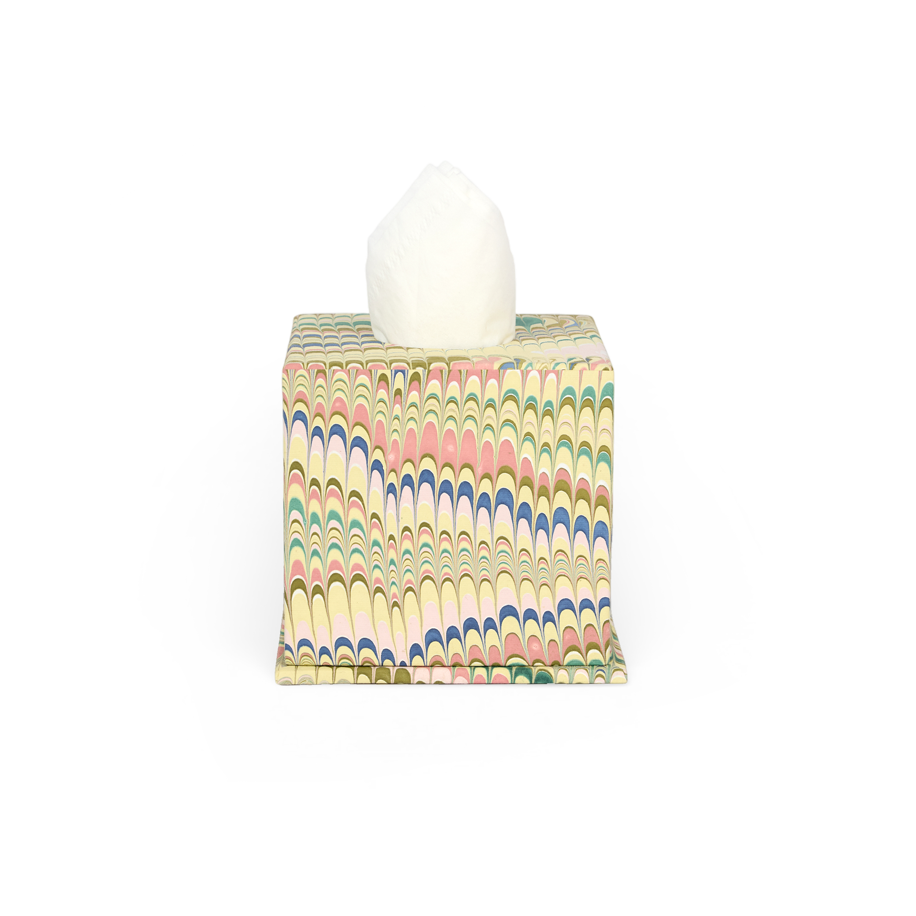 Meadow Wave– Hand Marbled Tissue Box Cover (5.25” H x 5” W x 5” D)