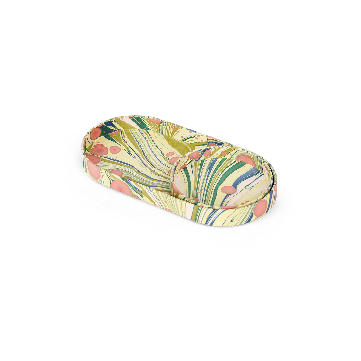 Meadow Swirl – Hand Marbled Tray Set (Set of 2) (Large: 4.5" x 9" x 1") (Small: 4" x 4" x 0.6")