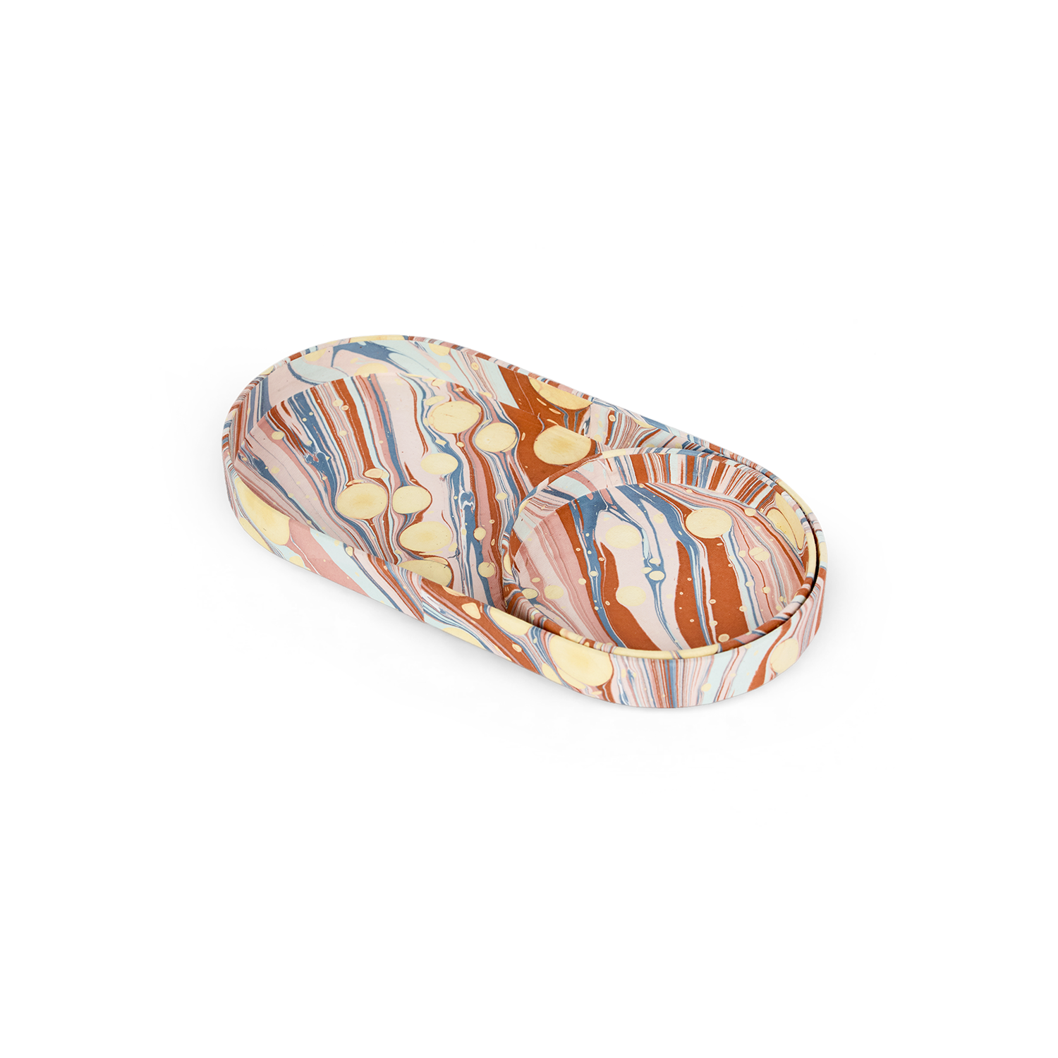 Sunset Swirl – Hand Marbled Tray Set (Set of 2) (Large: 4.5" x 9" x 1") (Small: 4" x 4" x 0.6")