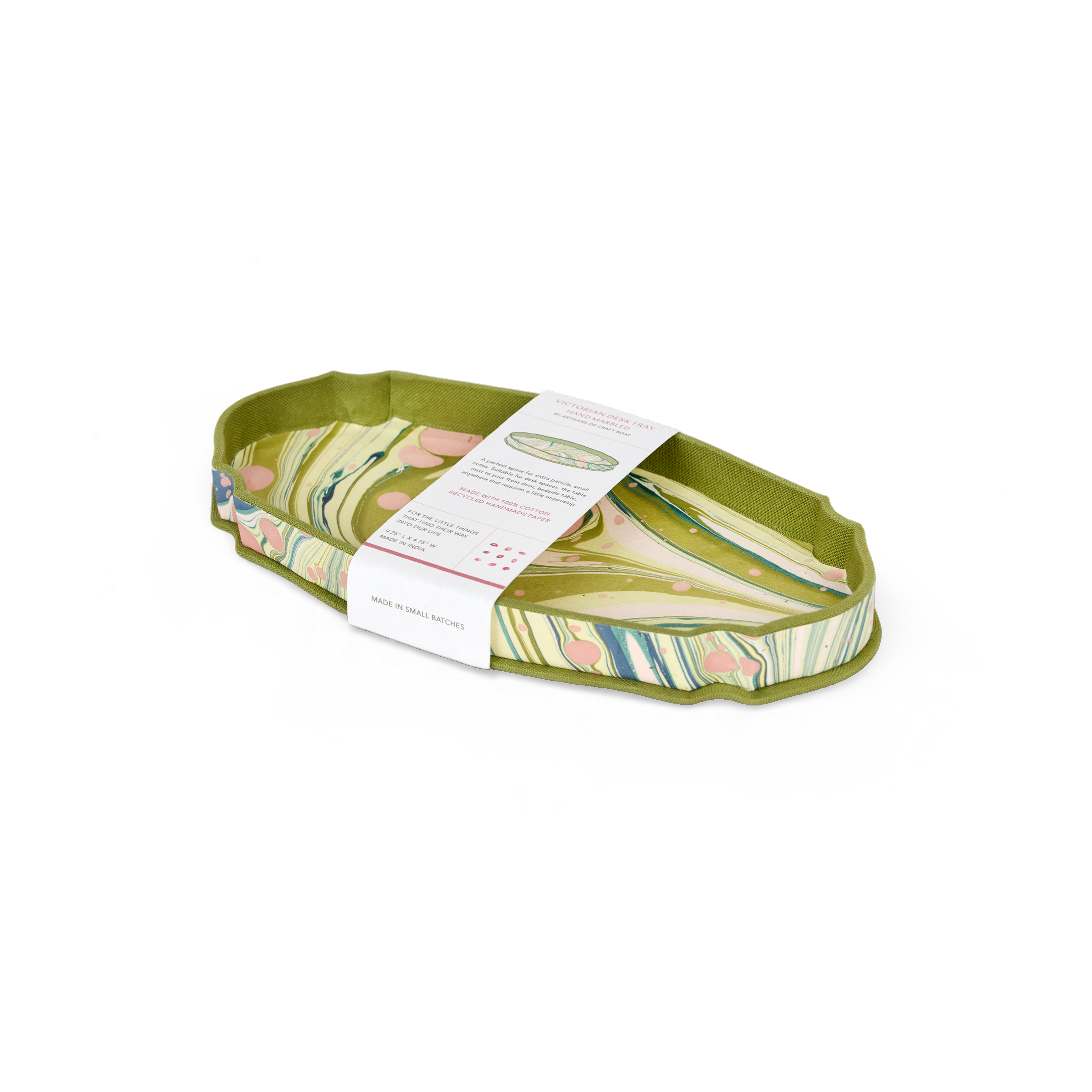 Meadow Swirl – Hand Marbled Crest Tray  (9.25" x 4.75" x 1")