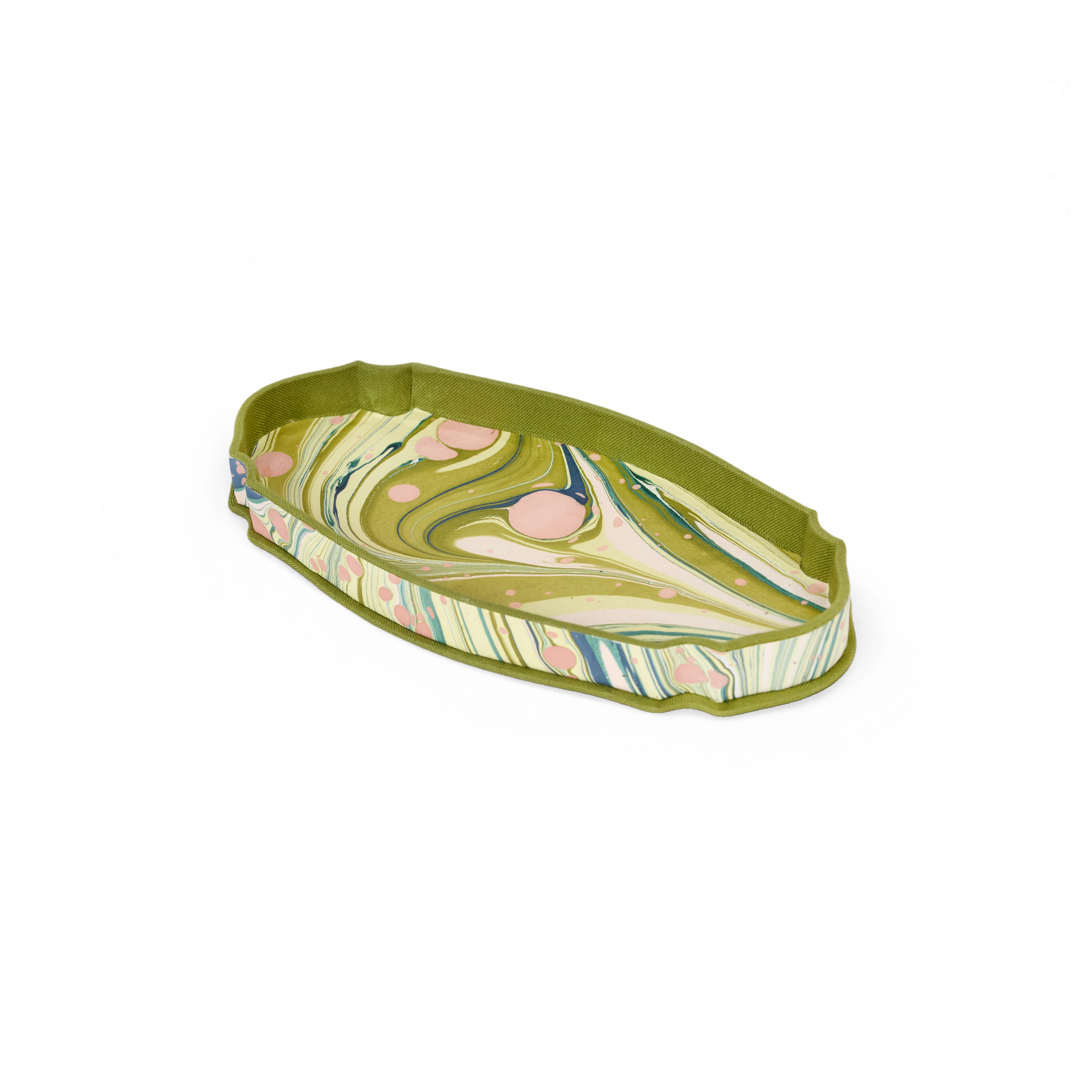 Meadow Swirl – Hand Marbled Crest Tray  (9.25" x 4.75" x 1")