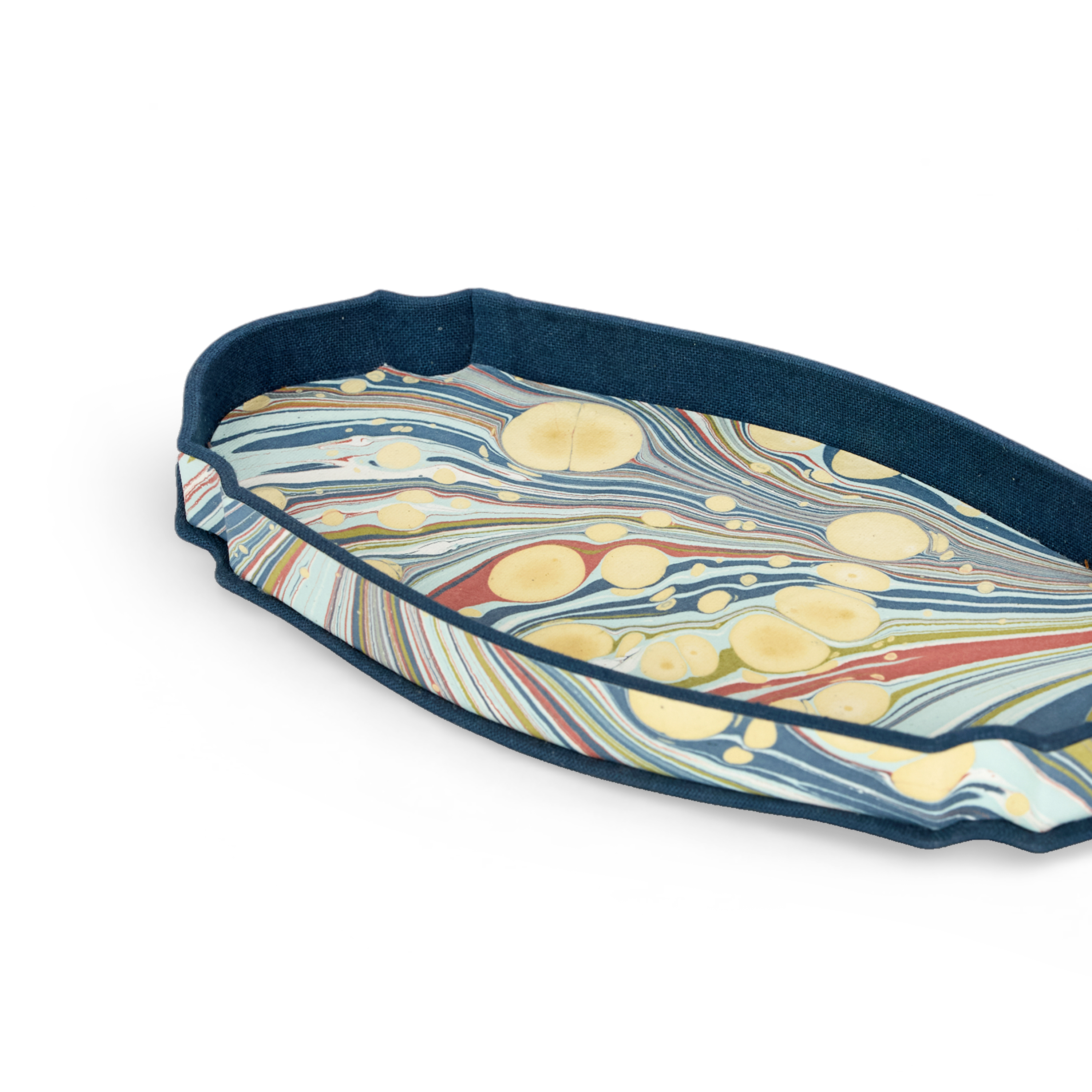 Ocean Swirl – Hand Marbled Crest Tray  (9.25" x 4.75" x 1")