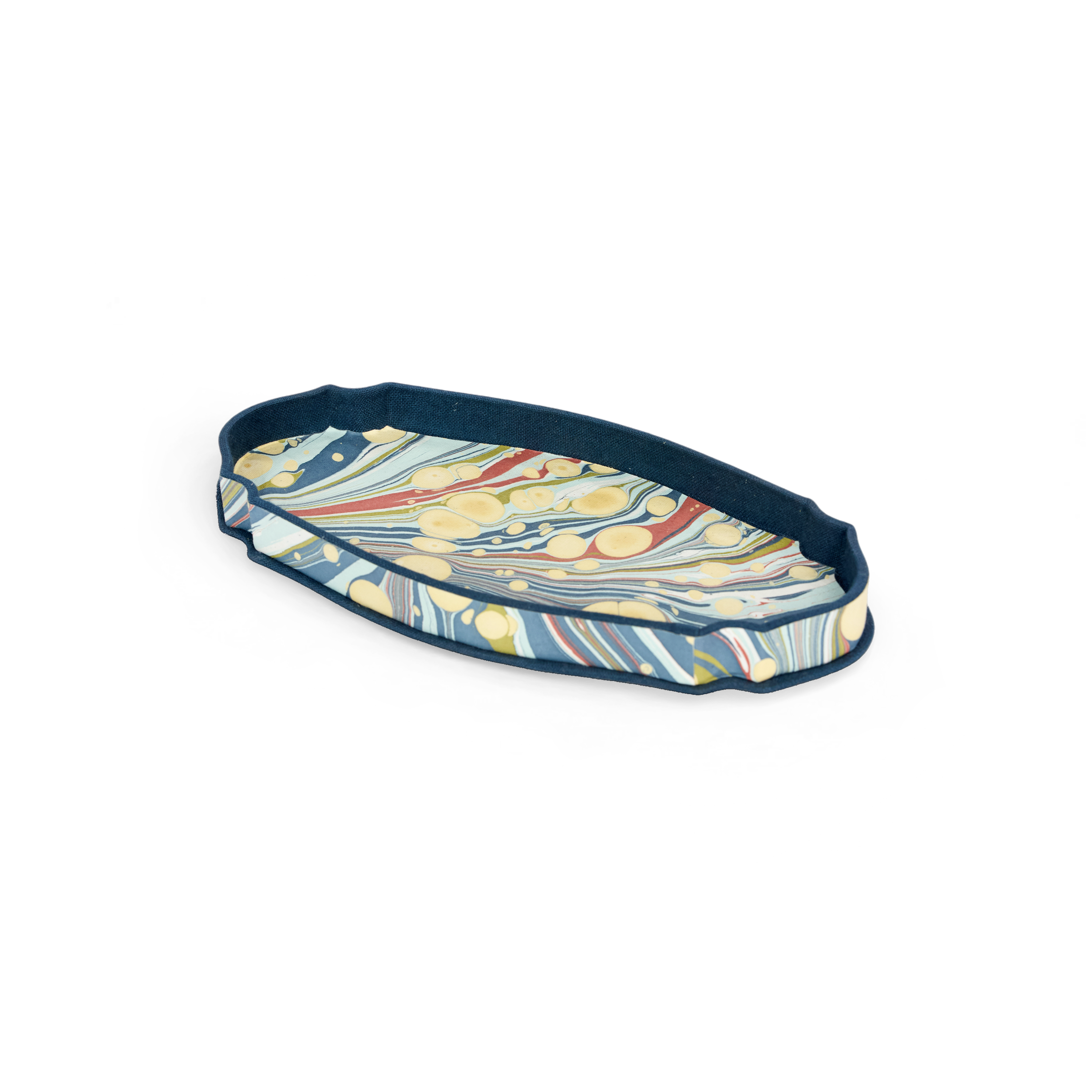Ocean Swirl – Hand Marbled Crest Tray  (9.25" x 4.75" x 1")