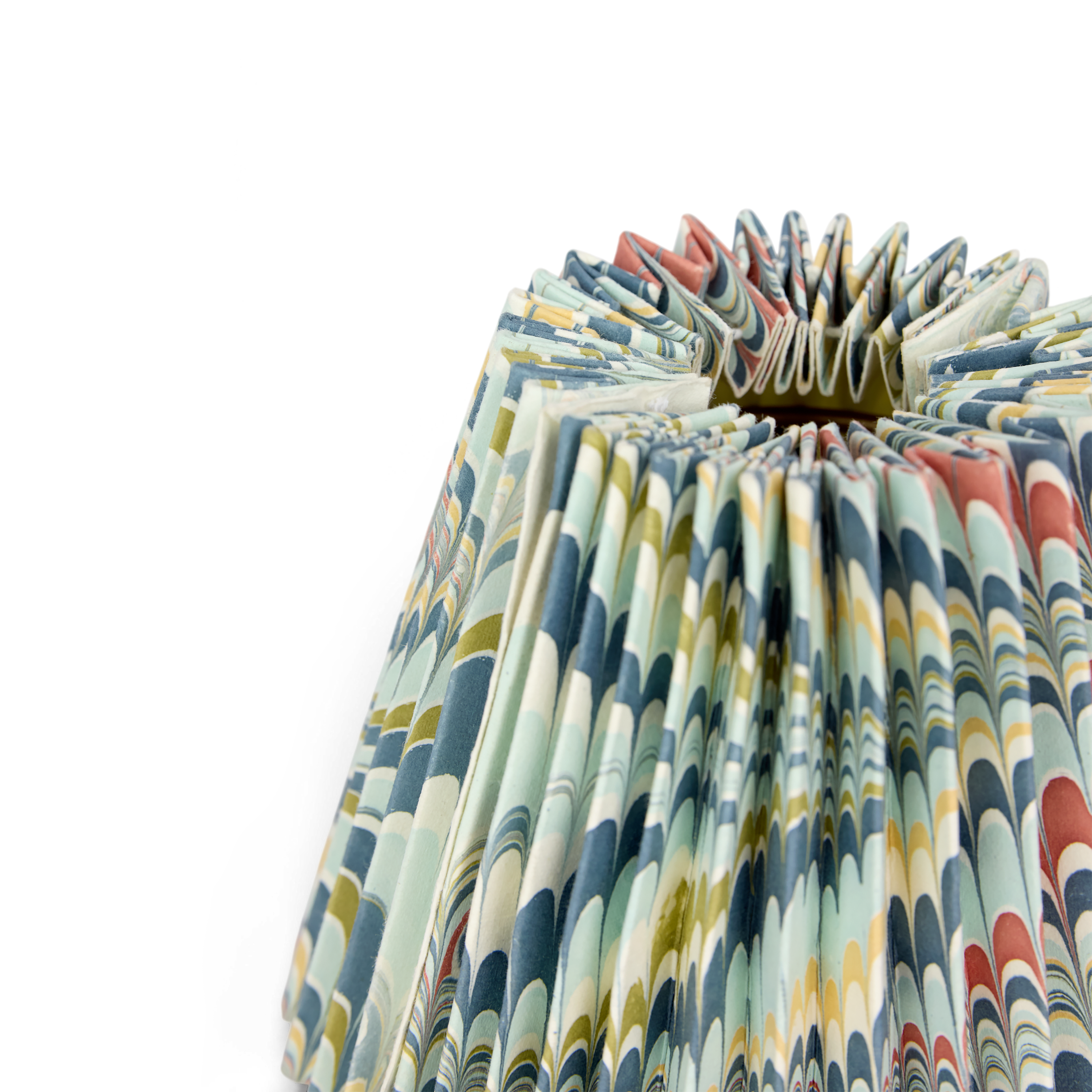 Ocean Wave – Hand Marbled Pleated Lampshade (5.5” H x 6.75” W x 3.5” Ø | 100% Recycled Cotton Paper)