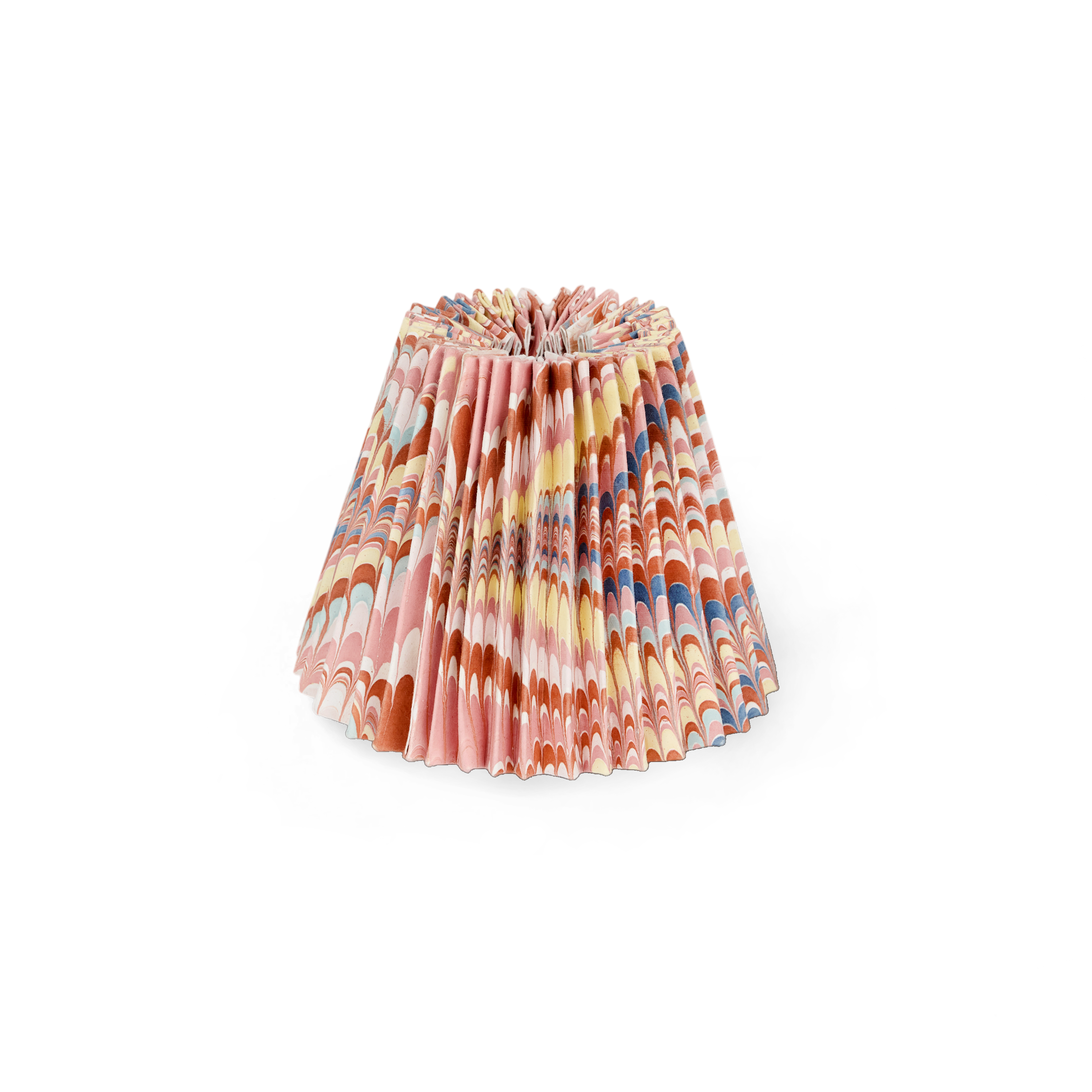 Sunset Wave – Hand Marbled Pleated Lampshade (5.5” H x 6.75” W x 3.5” Ø | 100% Recycled Cotton Paper)