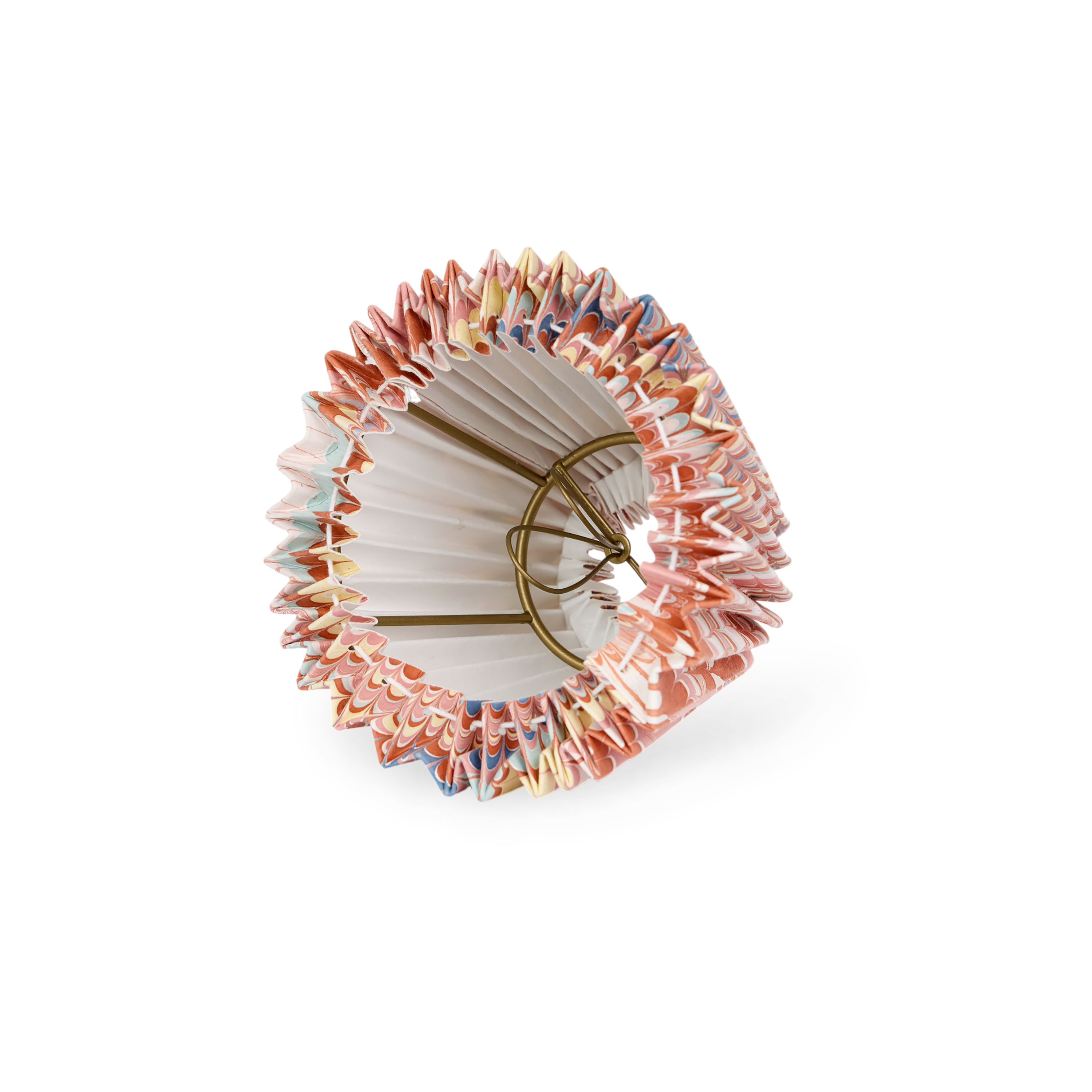 Sunset Wave – Hand Marbled Pleated Lampshade (5.5” H x 6.75” W x 3.5” Ø | 100% Recycled Cotton Paper)