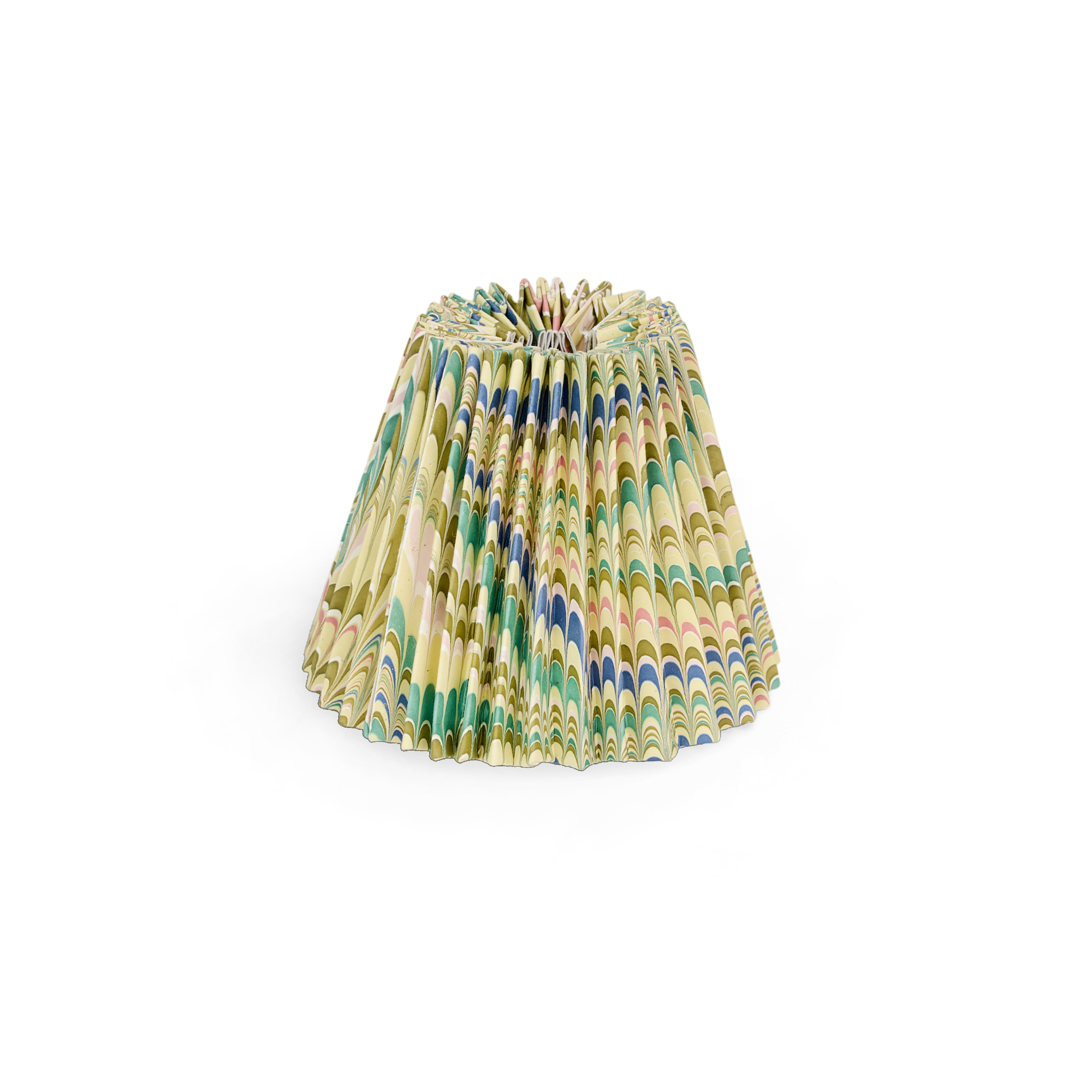 Meadow Wave – Hand Marbled Pleated Lampshade (5.5” H x 6.75” W x 3.5” Ø | 100% Recycled Cotton Paper)
