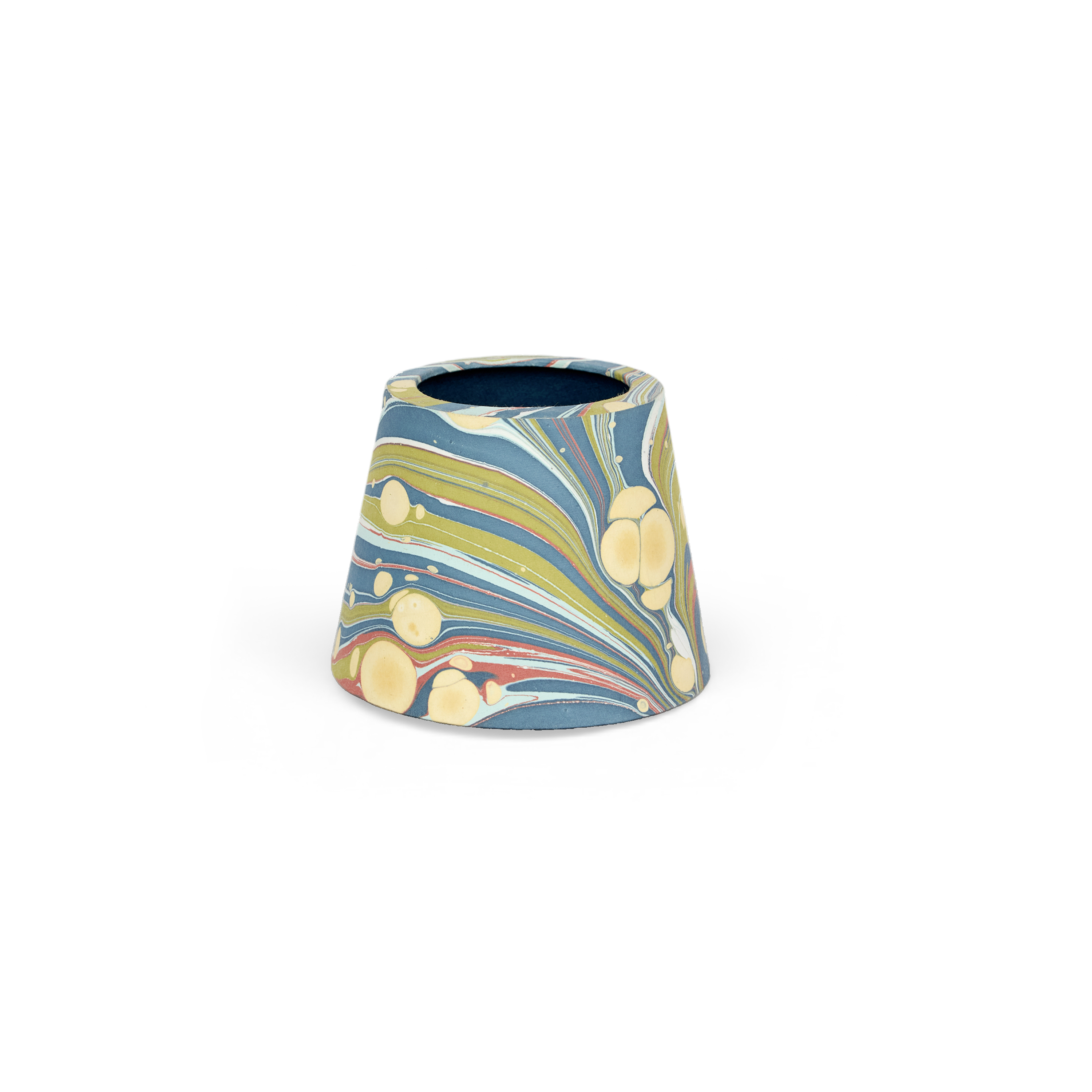 Ocean Swirl – Hand Marbled Lampshade Cover (3.75” H x 4.5” W x 3.5” Ø | 100% Recycled Cotton Paper)