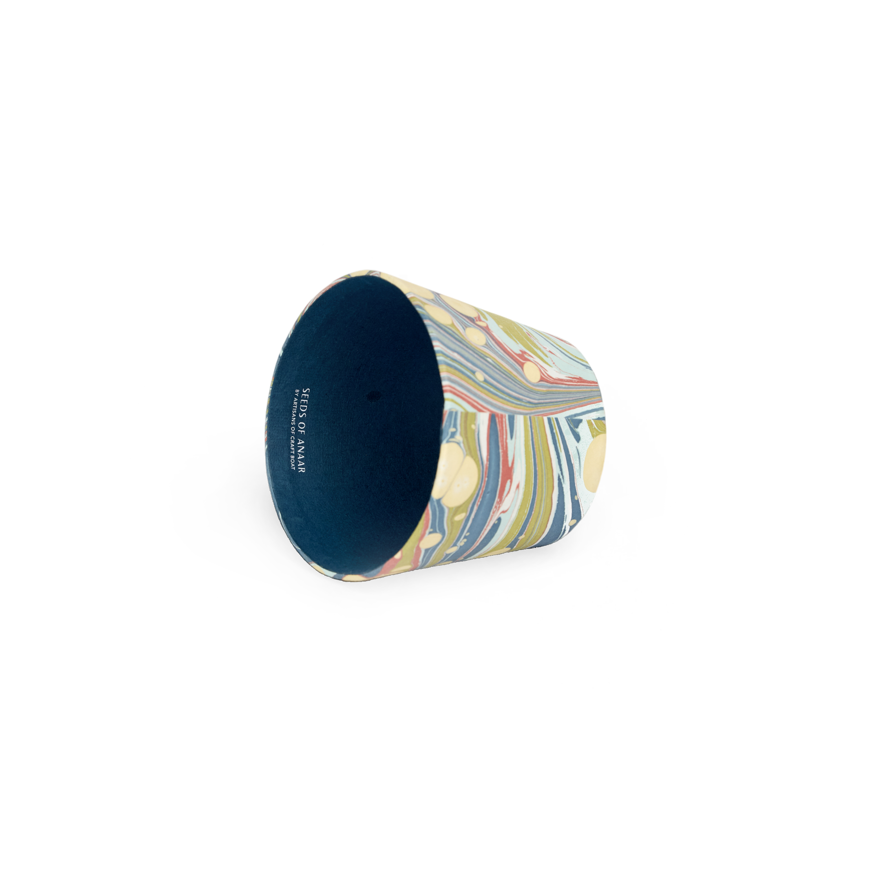 Ocean Swirl – Hand Marbled Lampshade Cover (3.75” H x 4.5” W x 3.5” Ø | 100% Recycled Cotton Paper)