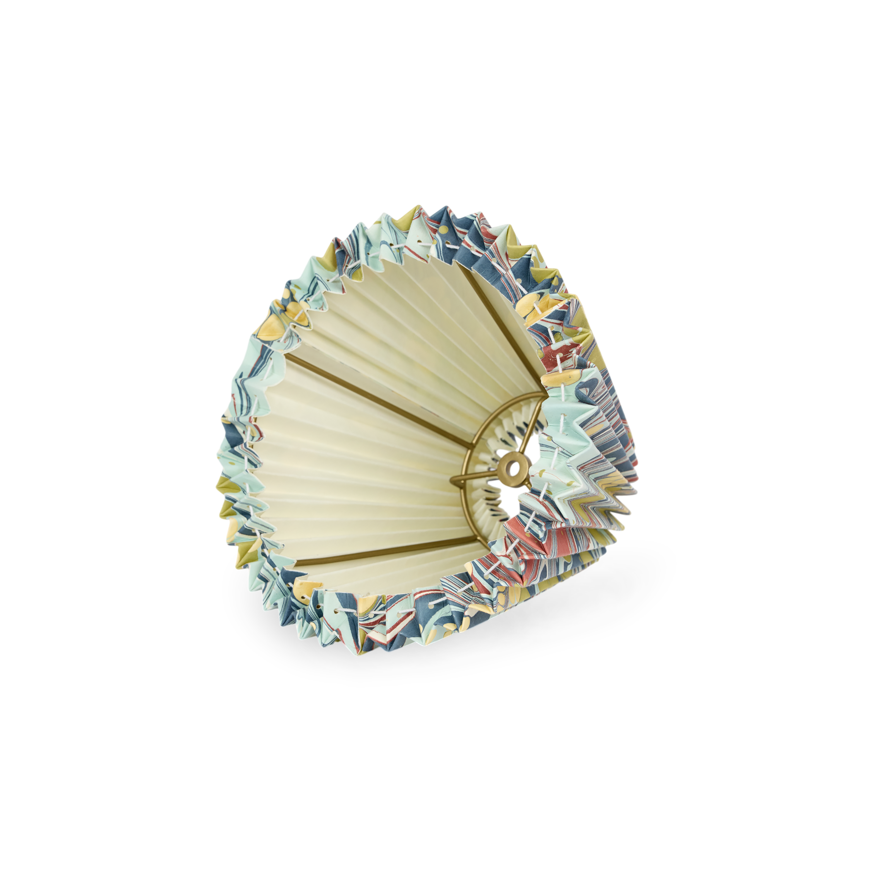 Ocean Swirl – Hand Marbled Pleated Lampshade (8” H x 10” W x 5.5” Ø | 100% Recycled Cotton Paper)