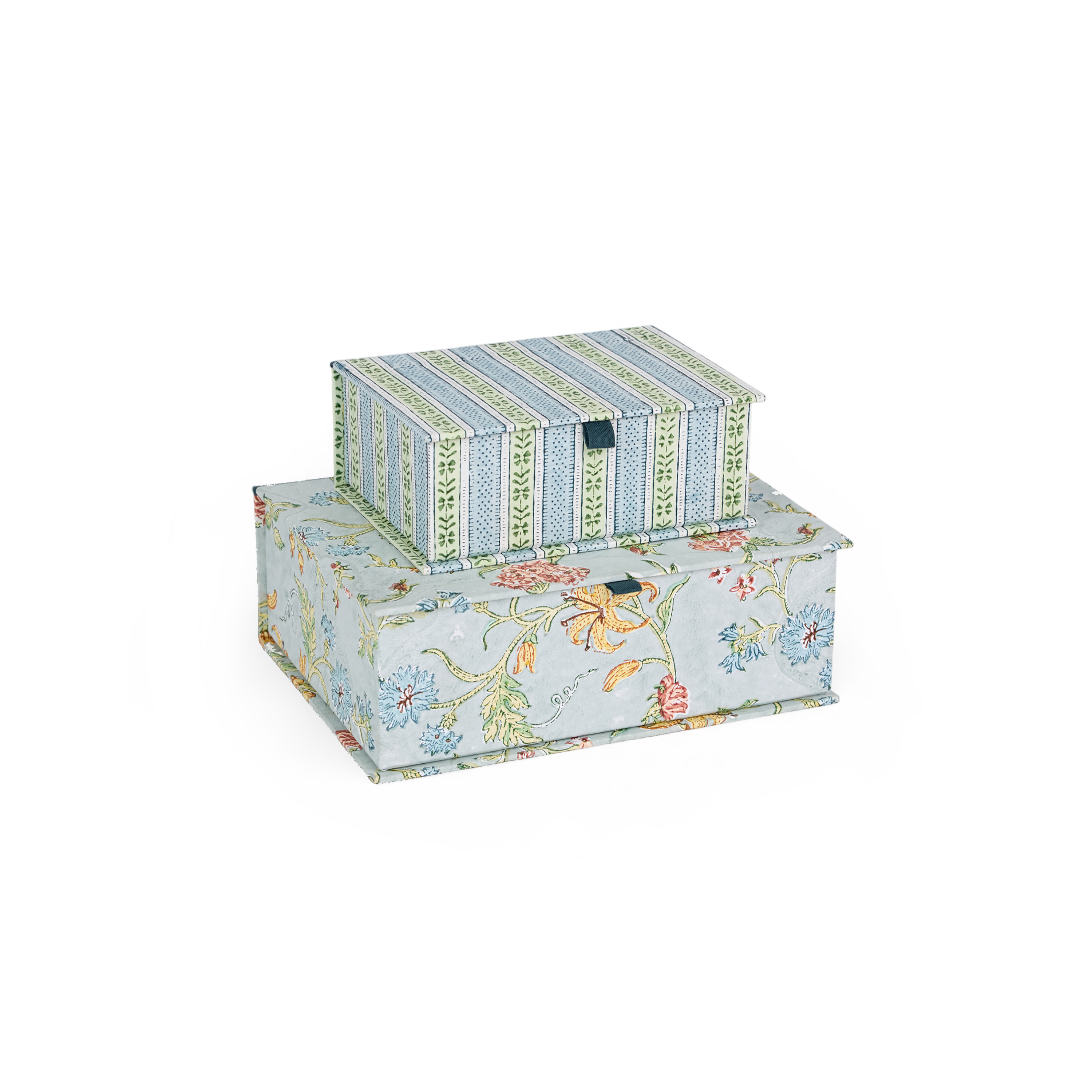 Sky Garden Blossom – Hand Block Printed Keepsake Box (9.5” x 7” x 3.5” | 100% Recycled Cotton Paper)