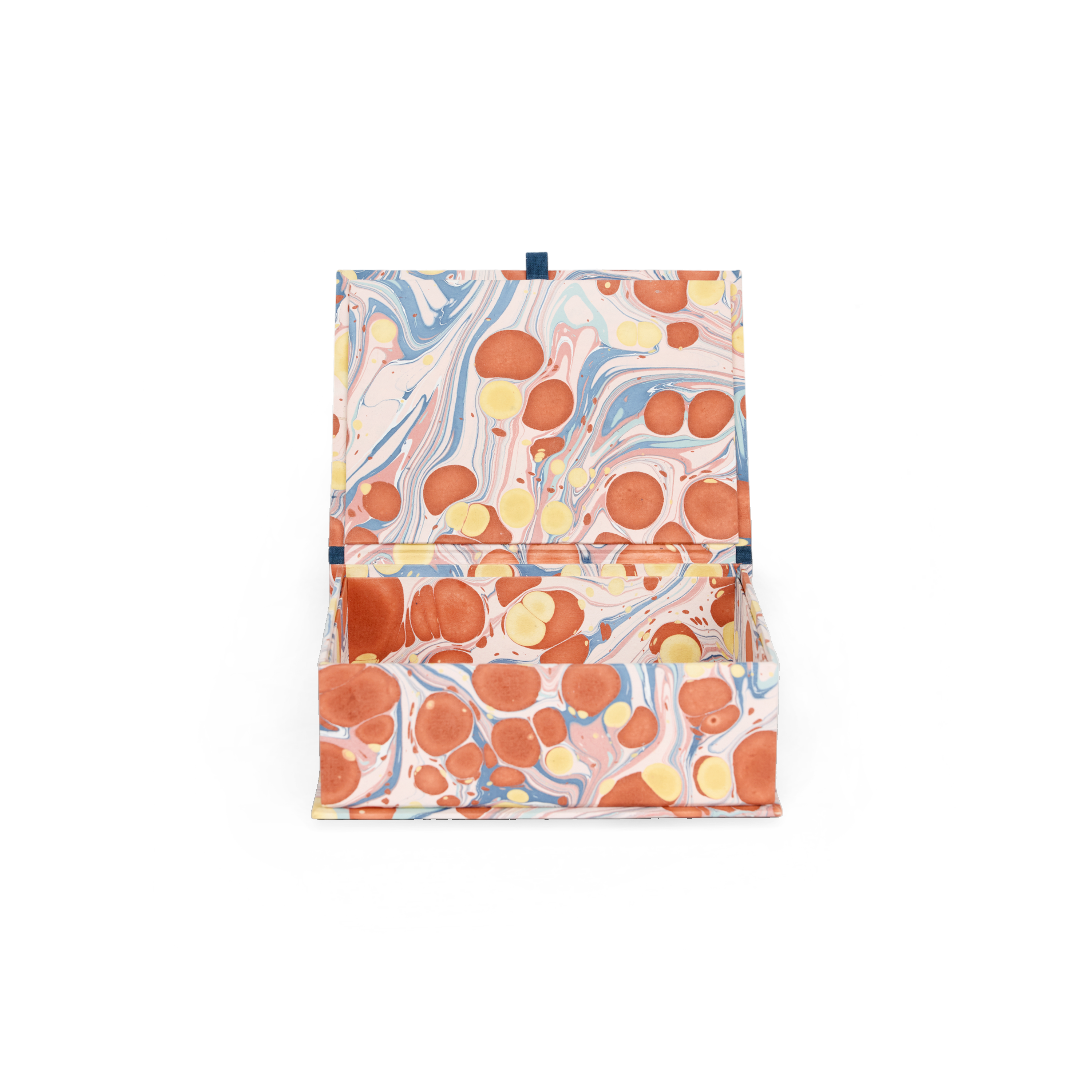 Sunset Stone – Hand Marbled Keepsake Box (9.5" x 7" x 3.5" | 100% Recycled Cotton Paper)
