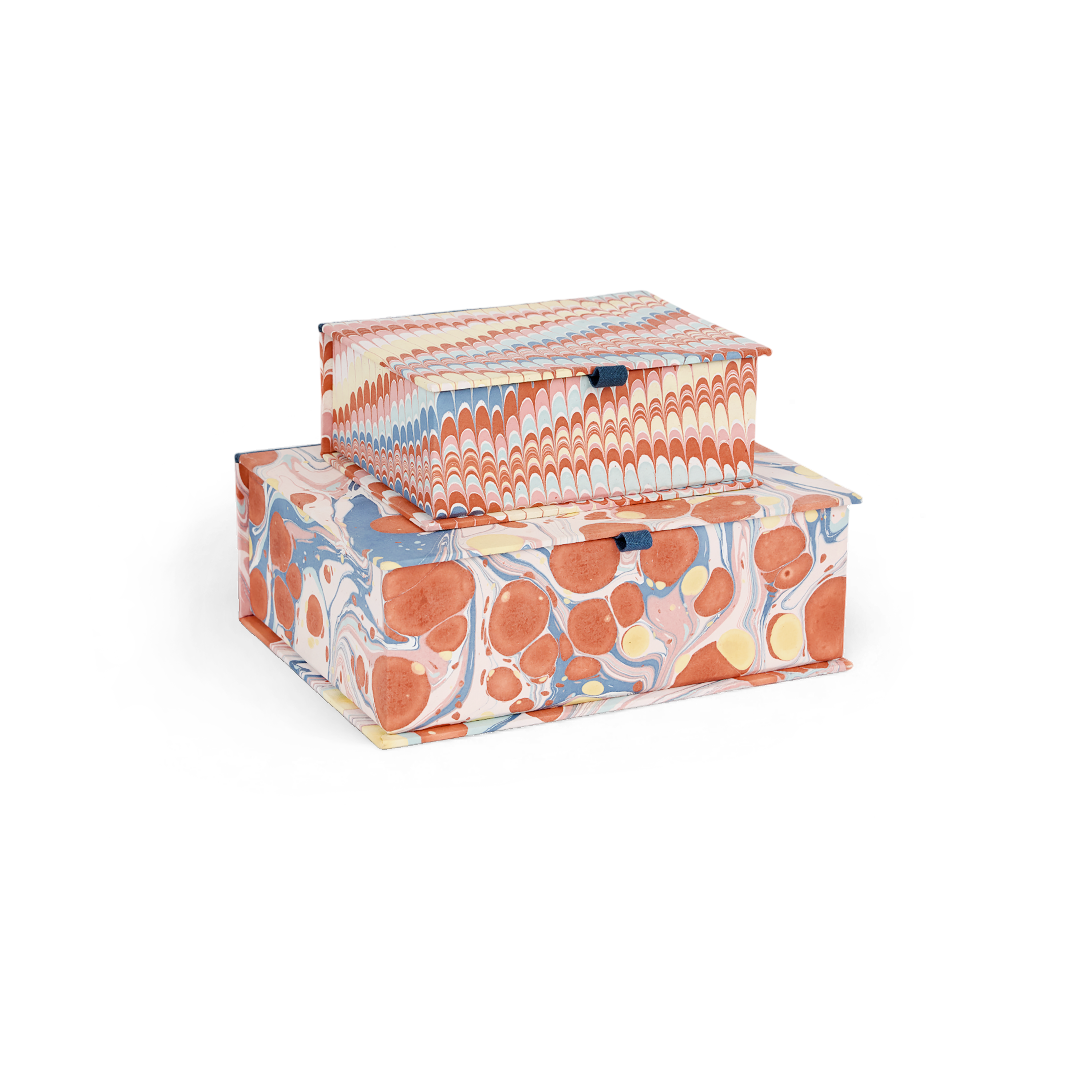 Sunset Wave – Hand Marbled Keepsake Box (6.75” x 5” x 2.75” | 100% Recycled Cotton Paper)