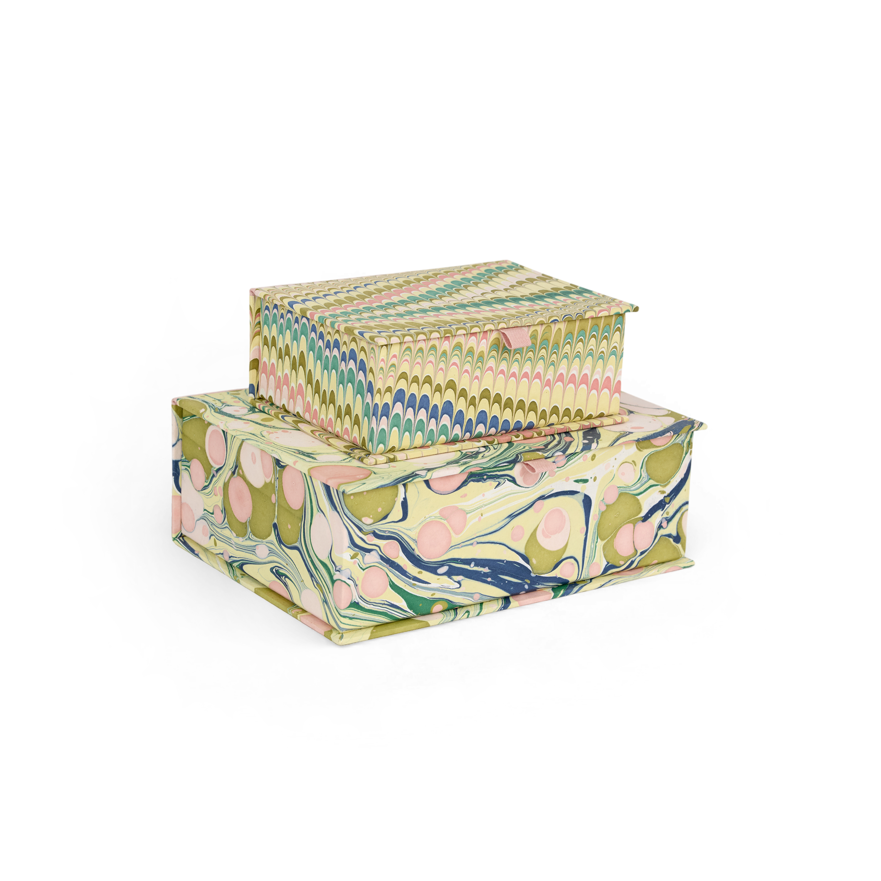 Meadow Wave – Hand Marbled Keepsake Box (6.75” x 5” x 2.75” | 100% Recycled Cotton Paper)