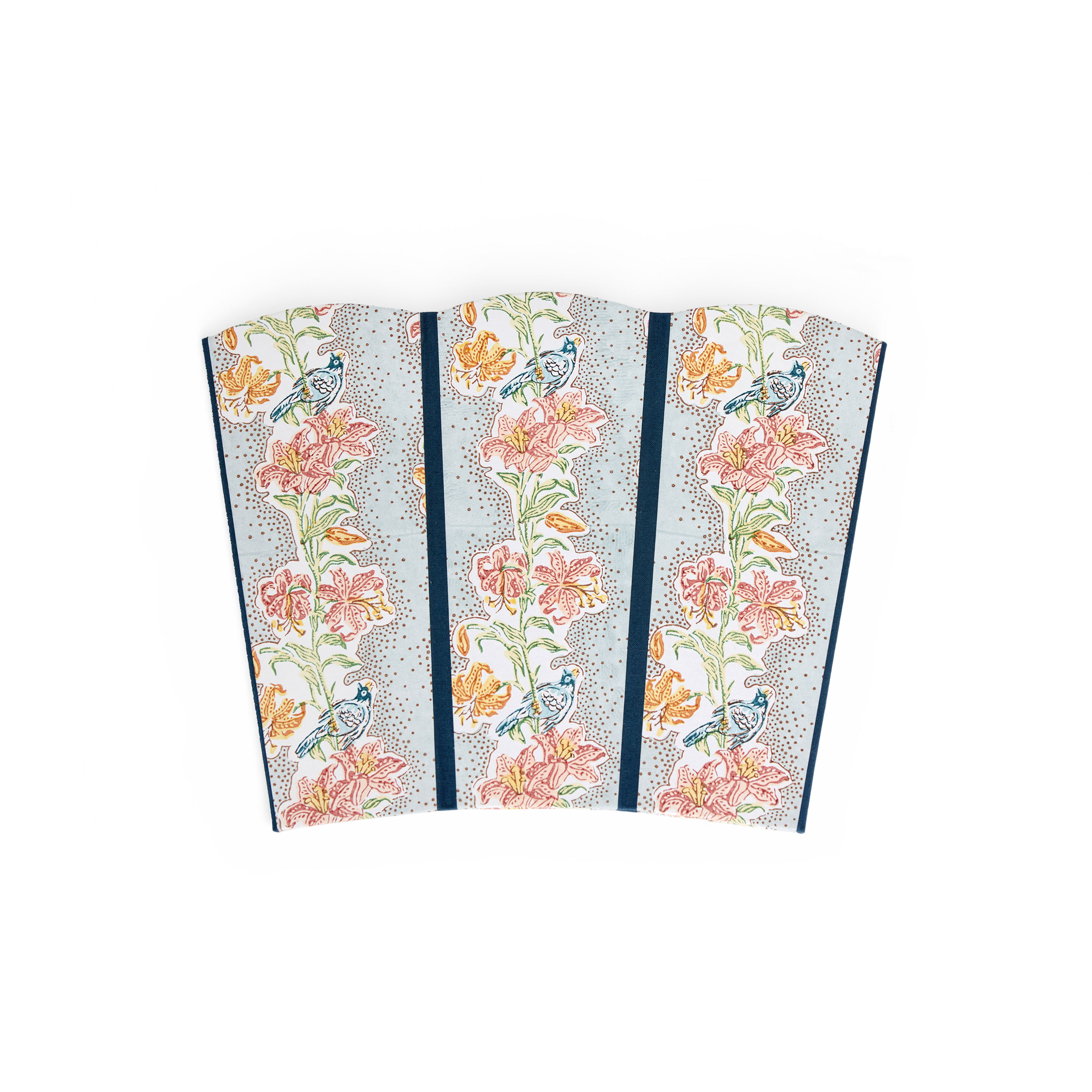 Sky Garden – Hand Block Printed Scalloped Basket (9.5" W x 9.5" D x 12" H.)