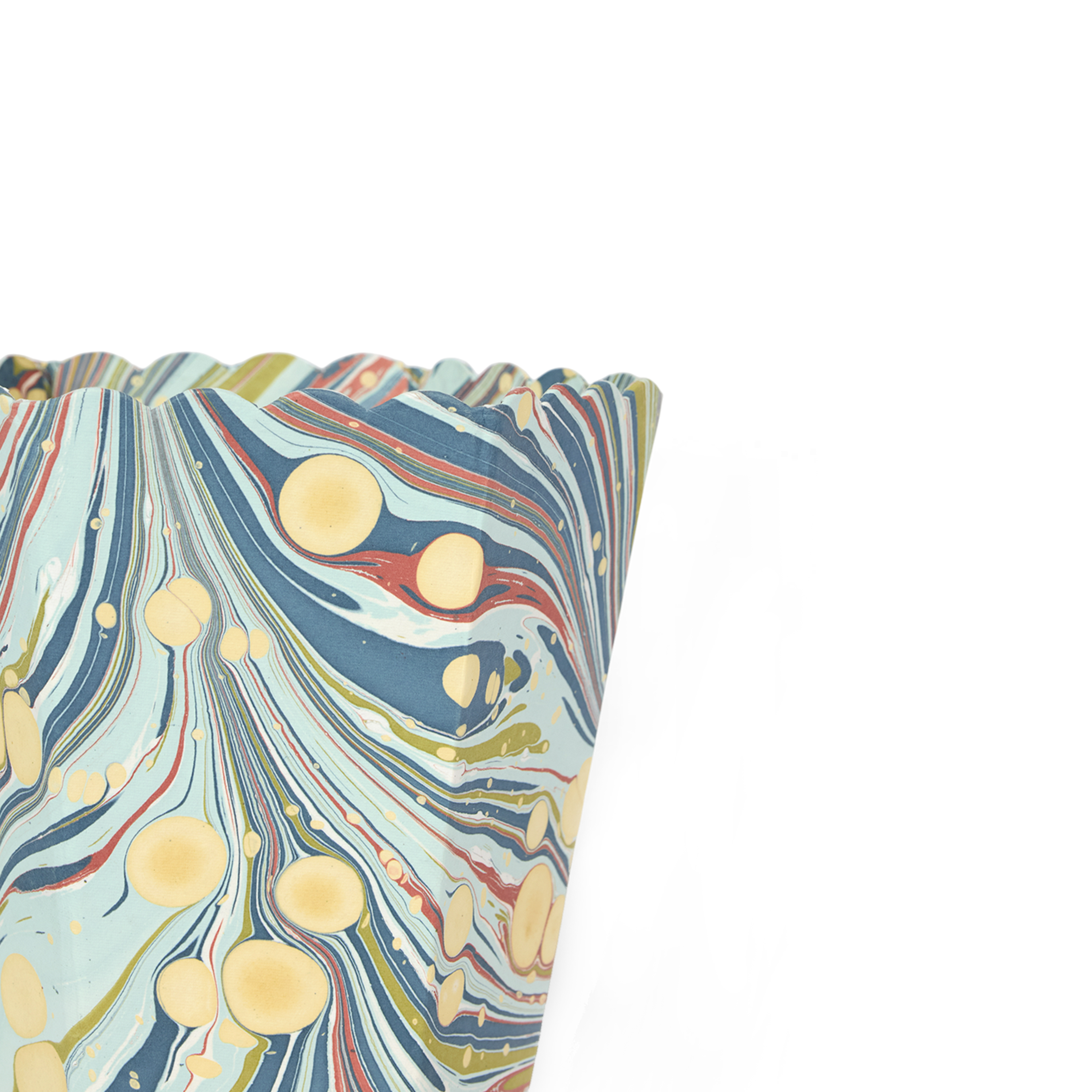 Ocean Swirl – Hand Marbled Scalloped Basket (8.5" W x 7.5" D x 8" H)