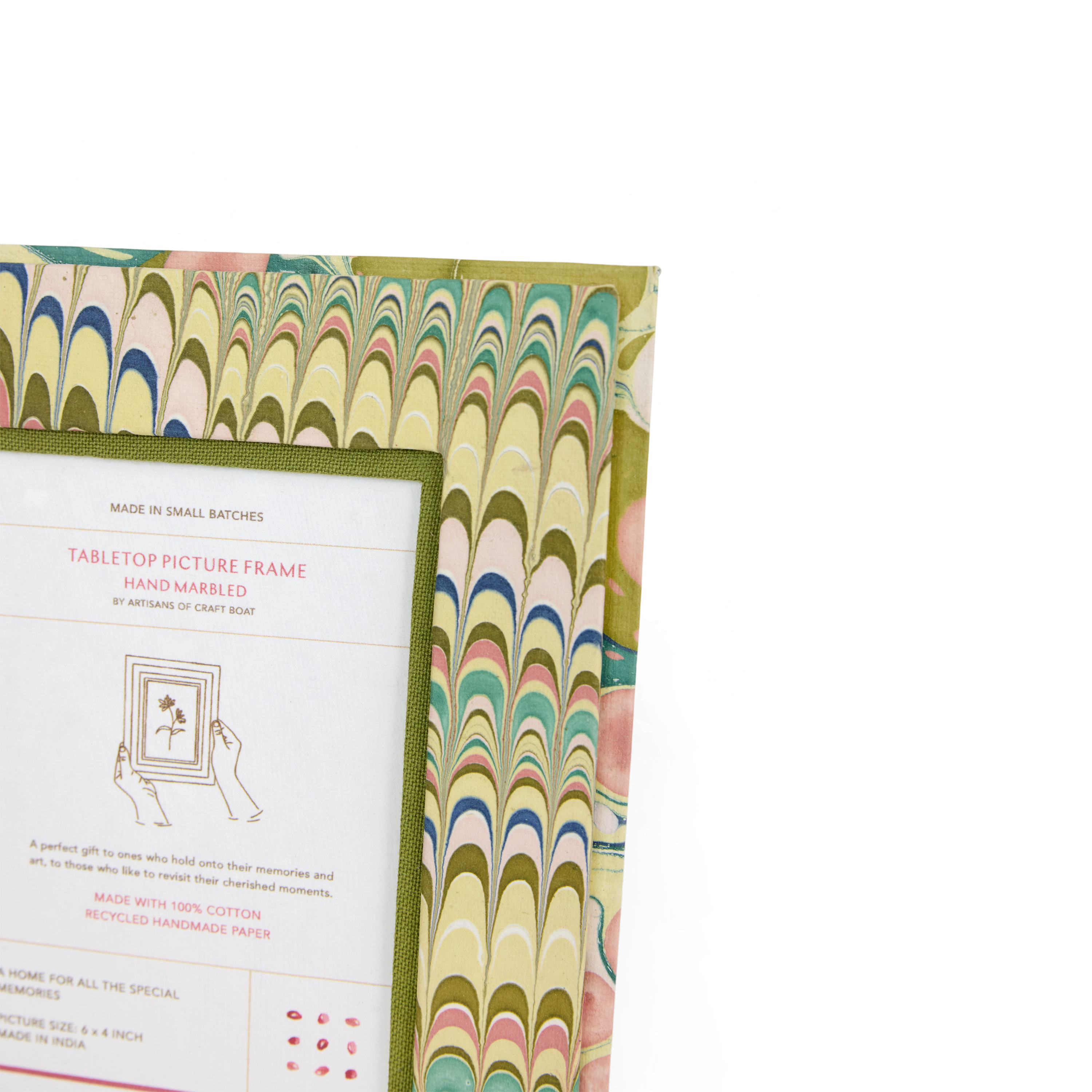 Meadow Wave – Hand Marbled Tabletop Picture Frame (7.25" x 5.75", fits 6" x 4" photo)
