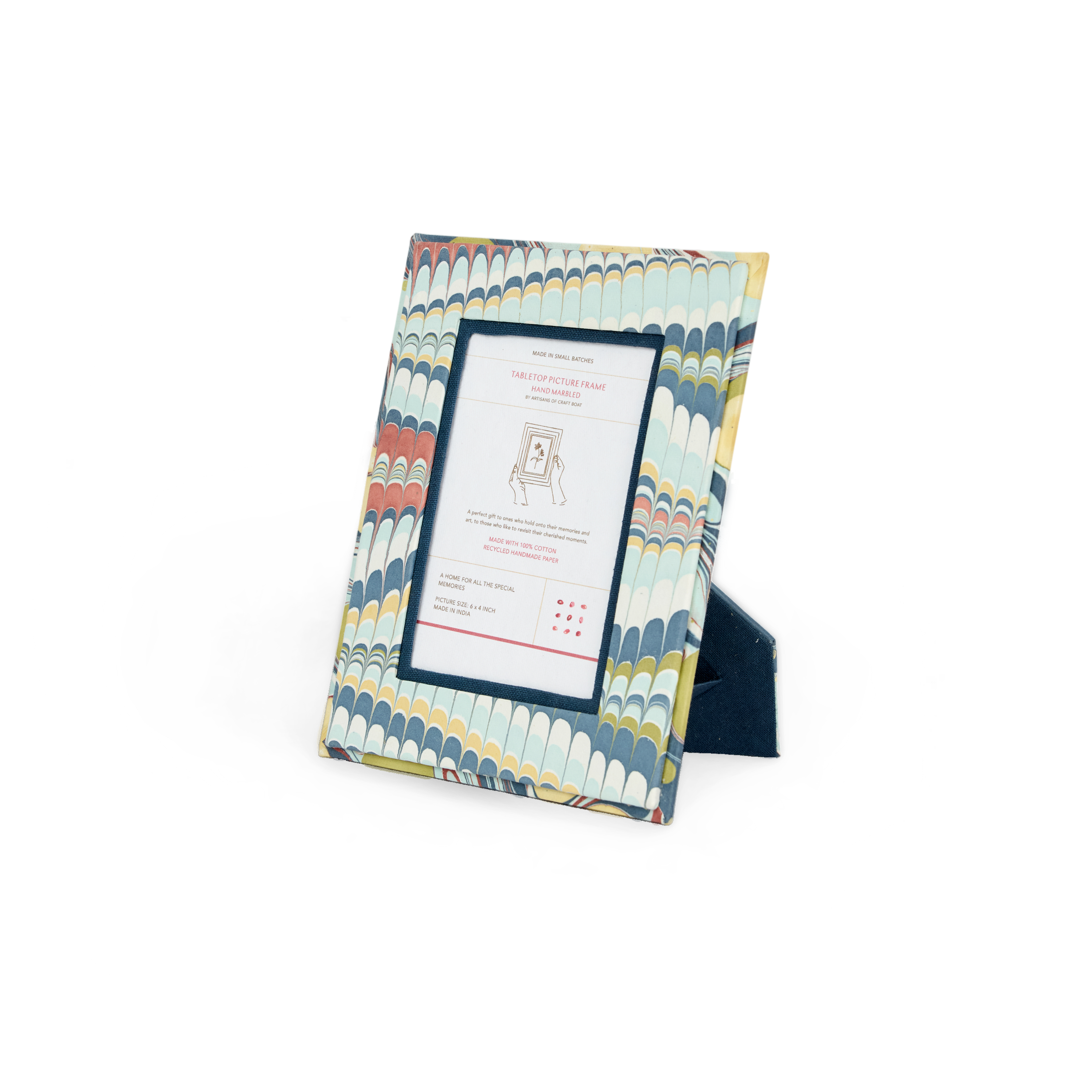 Ocean Wave – Hand Marbled Tabletop Picture Frame (7.25" x 5.75", fits 6" x 4" photo)