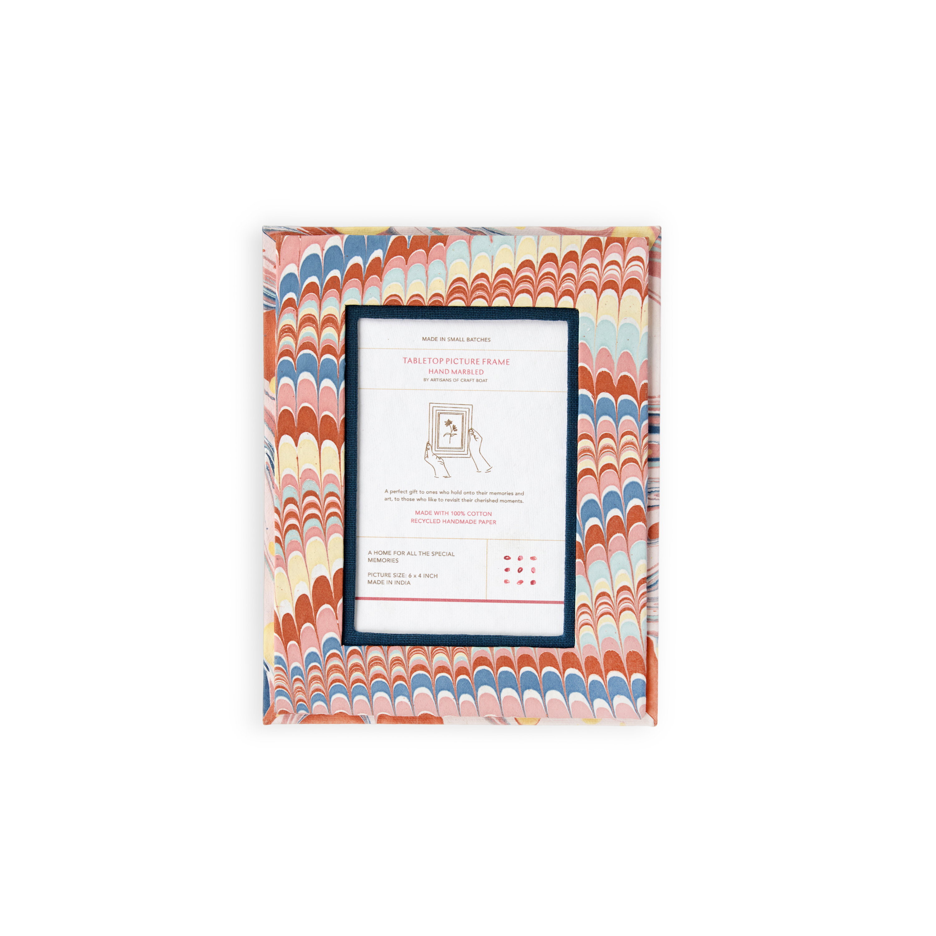 Sunset Wave – Hand Marbled Tabletop Picture Frame (7.25" x 5.75", fits 6" x 4" photo)
