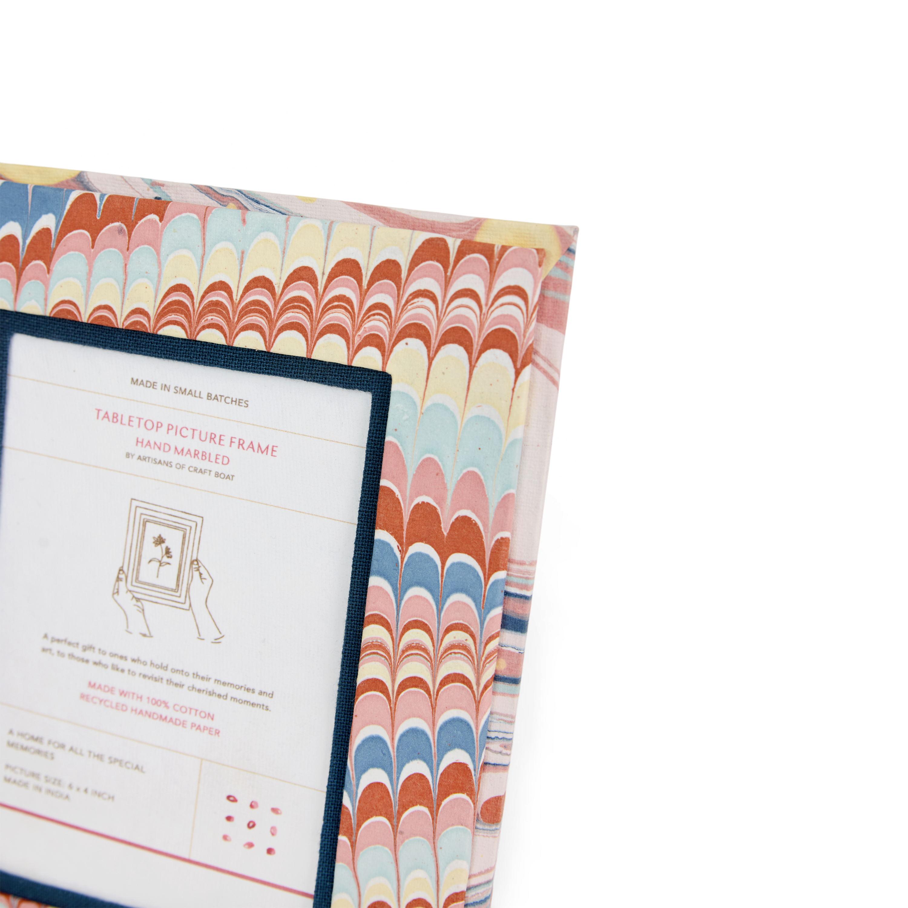 Sunset Wave – Hand Marbled Tabletop Picture Frame (7.25" x 5.75", fits 6" x 4" photo)