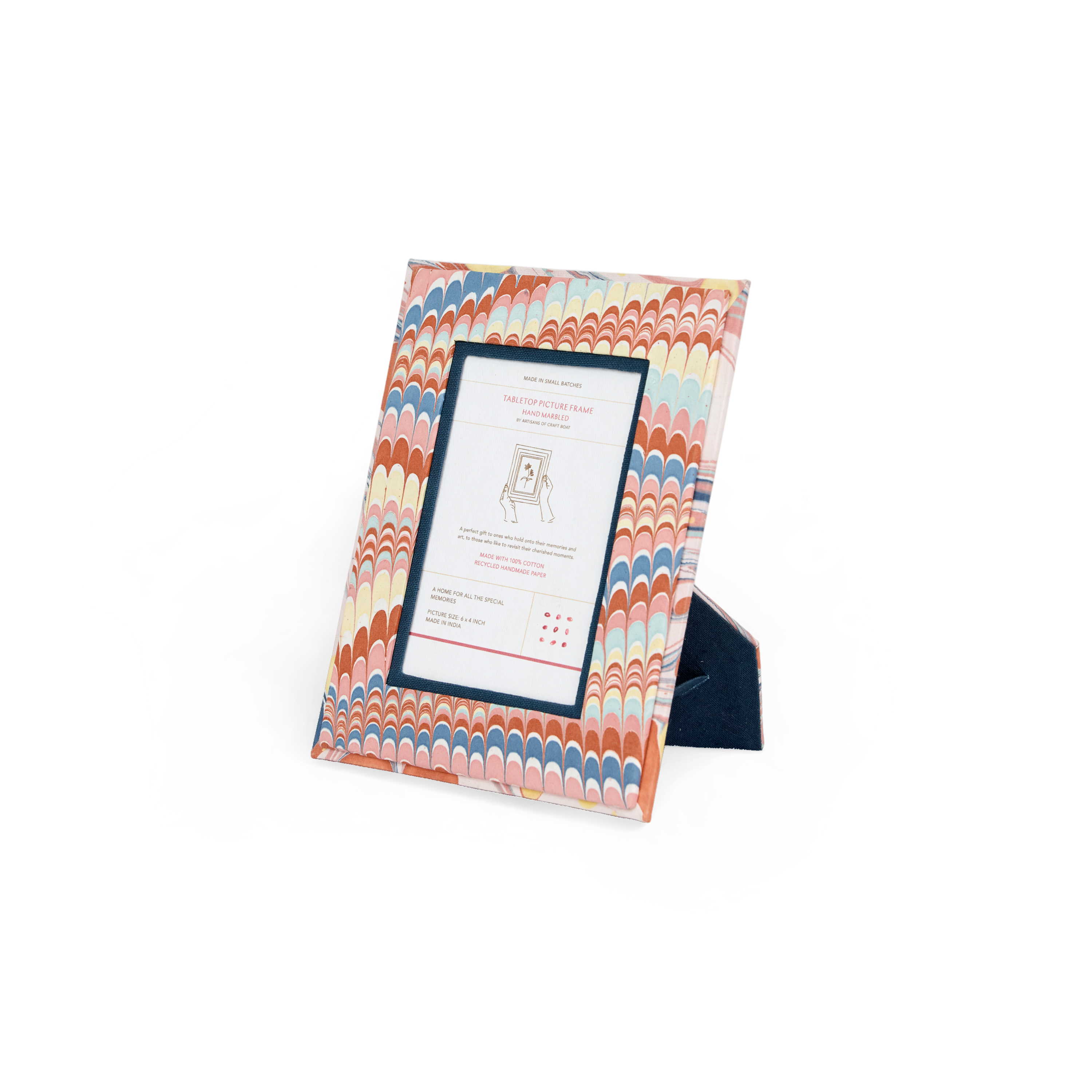 Sunset Wave – Hand Marbled Tabletop Picture Frame (7.25" x 5.75", fits 6" x 4" photo)