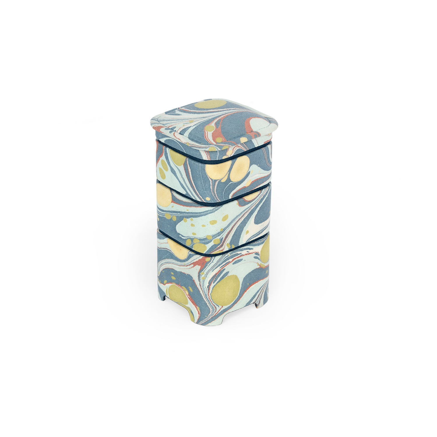 Ocean Stone – Hand Marbled Jewellery Organizer Set  (4" × 4" × 8" | Set of 3)
